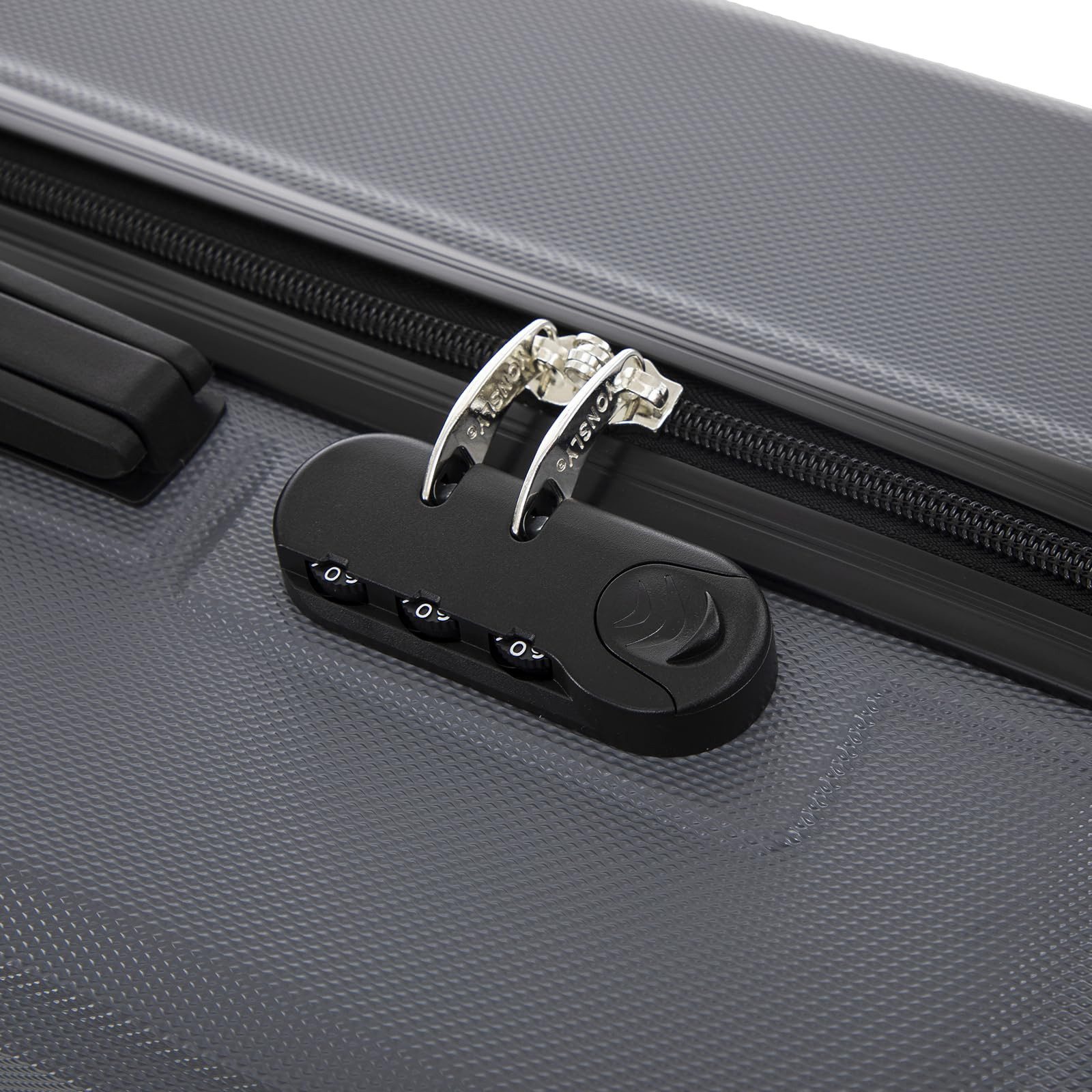 YONSLY Handgepäckkoffer Hartschalen-Reisekoffer Trolley Rollkoffer für Reisen von S bis XL, 4 Rollen, aus ABS und Aluminium, mit Zahlenschloss und weichem Gummi – Bild 5 von 5
