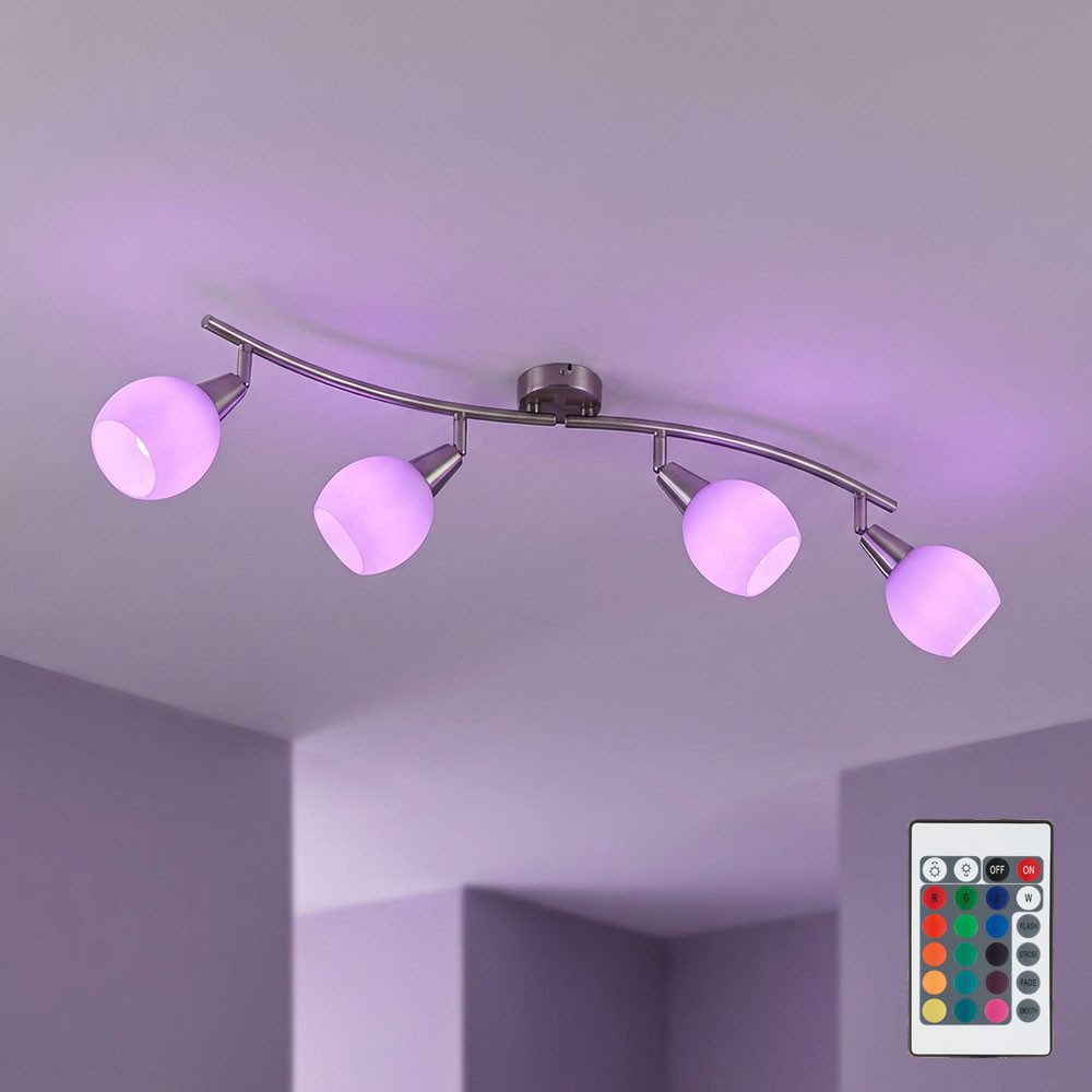 GLOBO LIGHTING LED Deckenleuchte, Leuchtmittel inklusive, Warmweiß, Deckenleuchte Spotlampe Deckenlampe 4 Flammig Fernbedienung RGB
