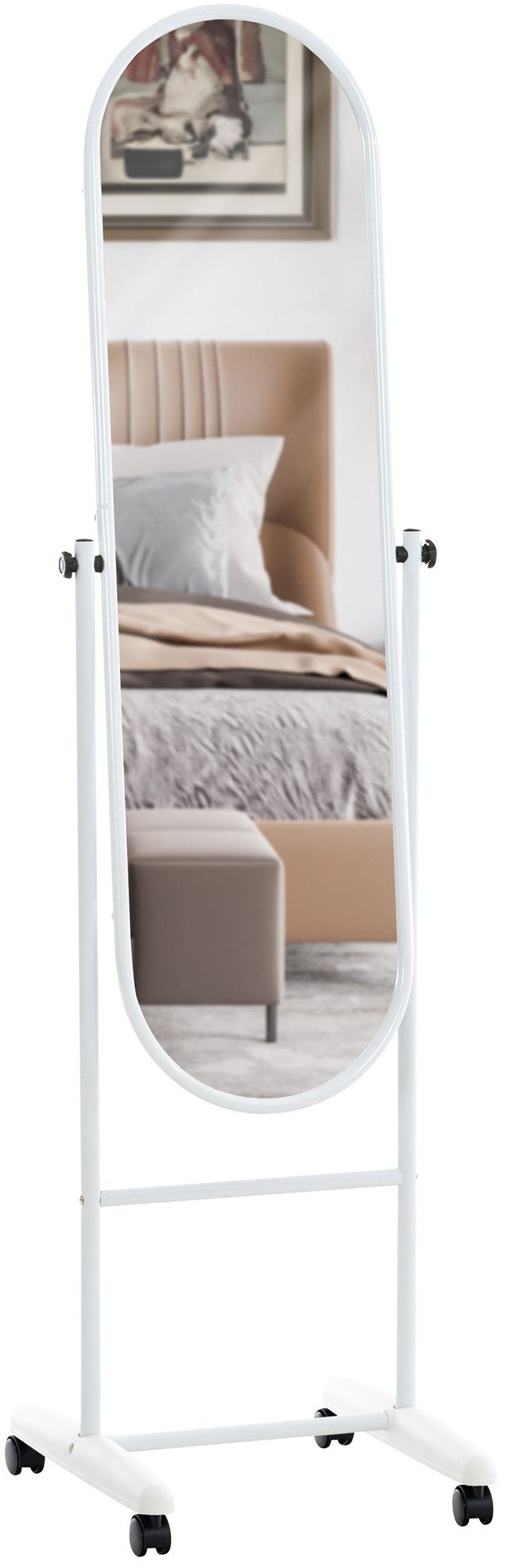 furnicato Standspiegel Nane Oval 155x40x42 cm weiß (1-St)