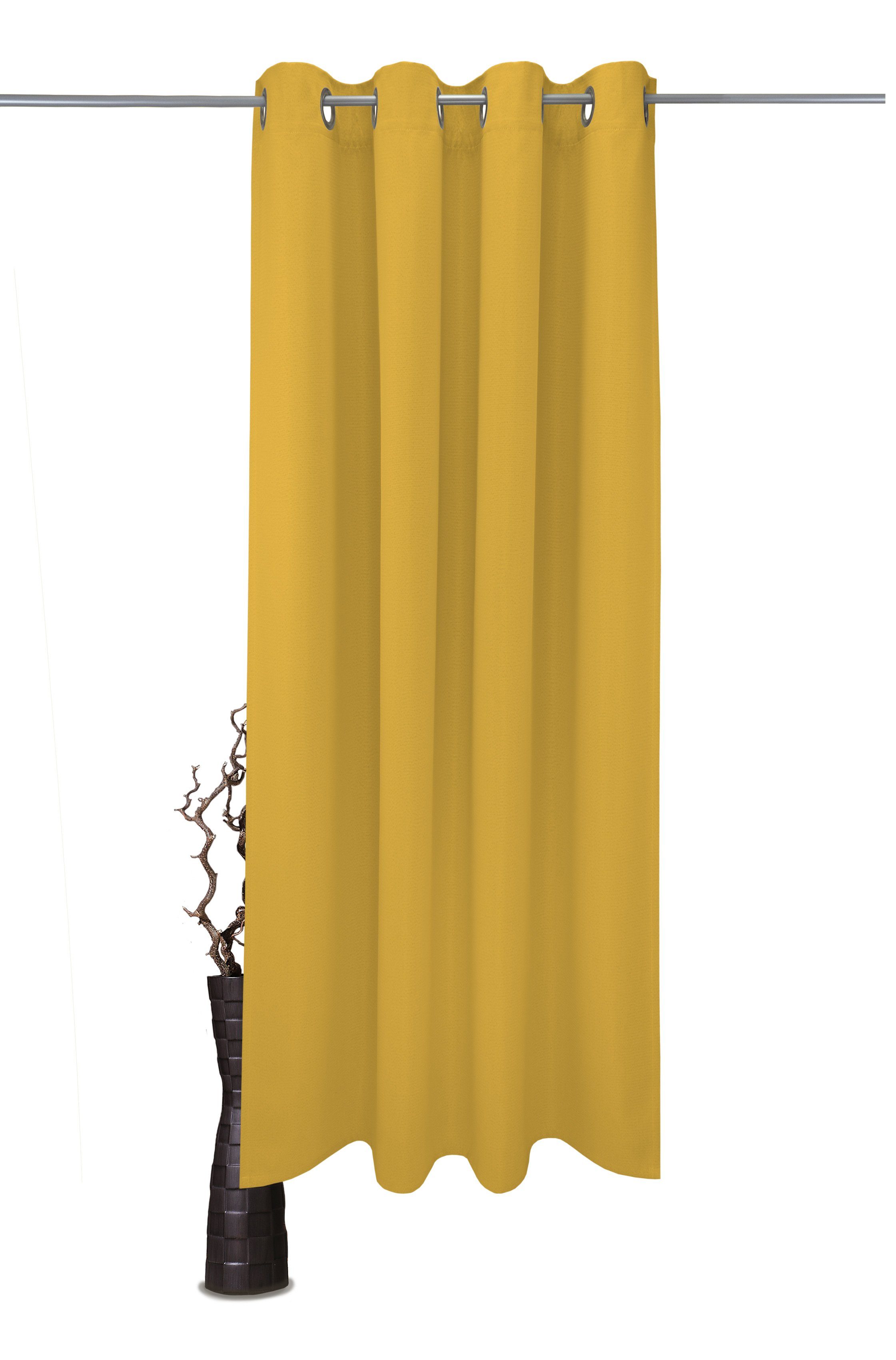 Vorhang Sandro, VHG, Ösen (1 St), abdunkelnd, Polyester, Verdunkler, einfarbig, Breite 140 cm gold