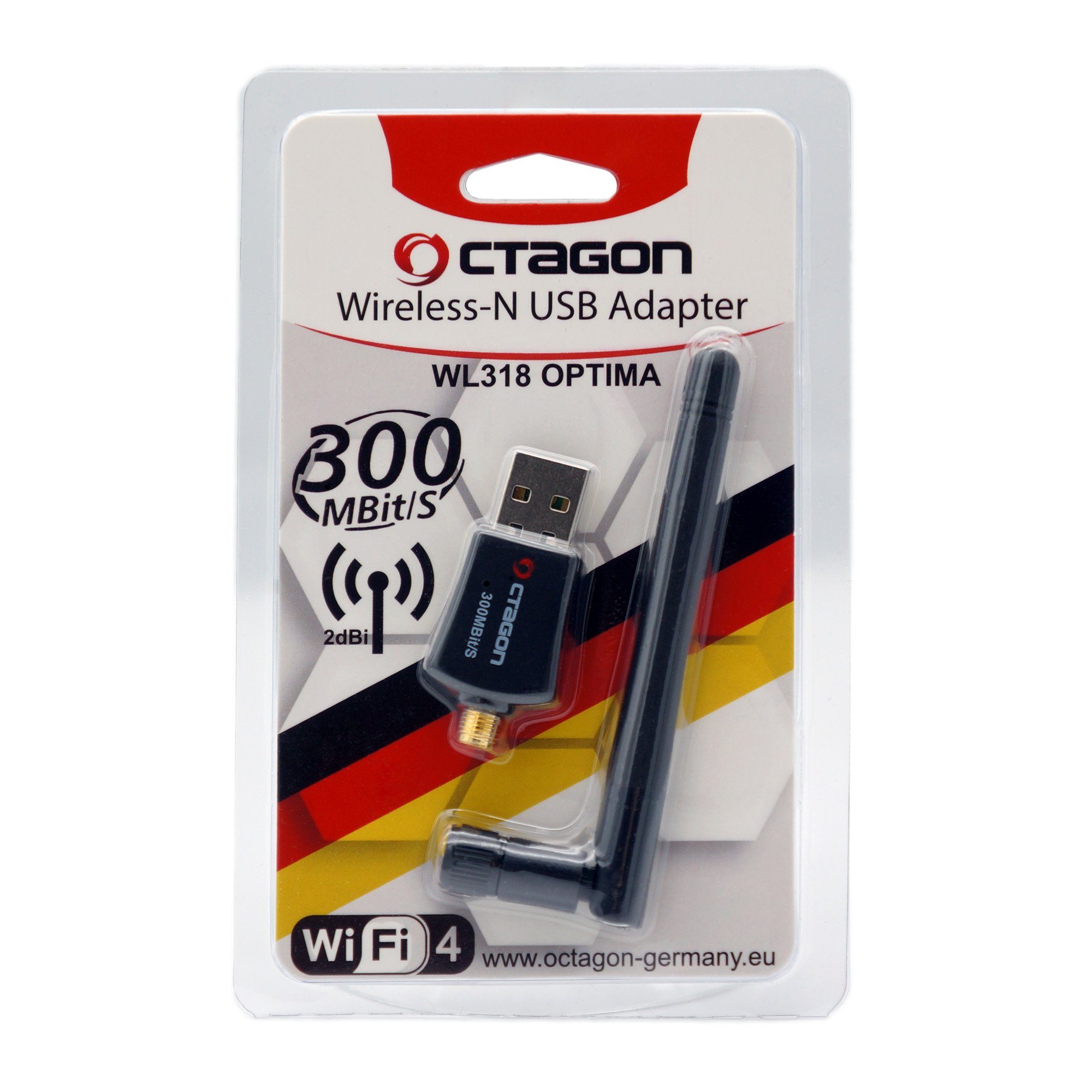 WLAN Antenne OCTAGON USB Adapter Mbit/s (WiFi, 2.0 Blister +2dBi SAT-Receiver WL318 300