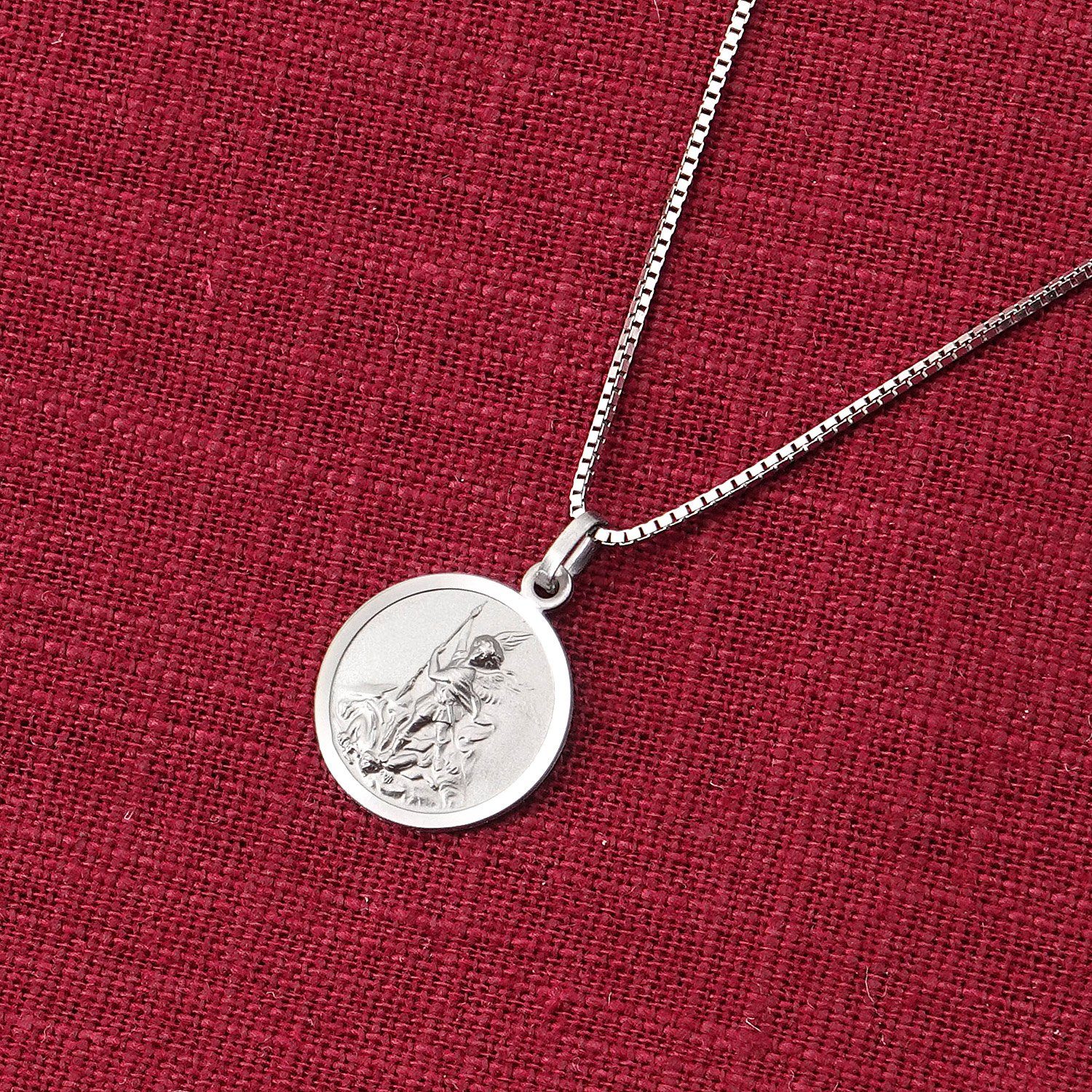 trendor Kette mit Anhänger mit Erzengel Michael Anhänger Ø 16 mm 925 Silber