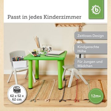 BIECO Kindertisch Bieco Kindertisch Tisch für Kinder 1-8 Jahre Kinder Tisch ca. 62x 62x 52 cm Spieltisch höhenverstellbar Maltisch für Kinder, Kinderzimmer Tisch klein Tisch Kinder-Schreibtisch Grün