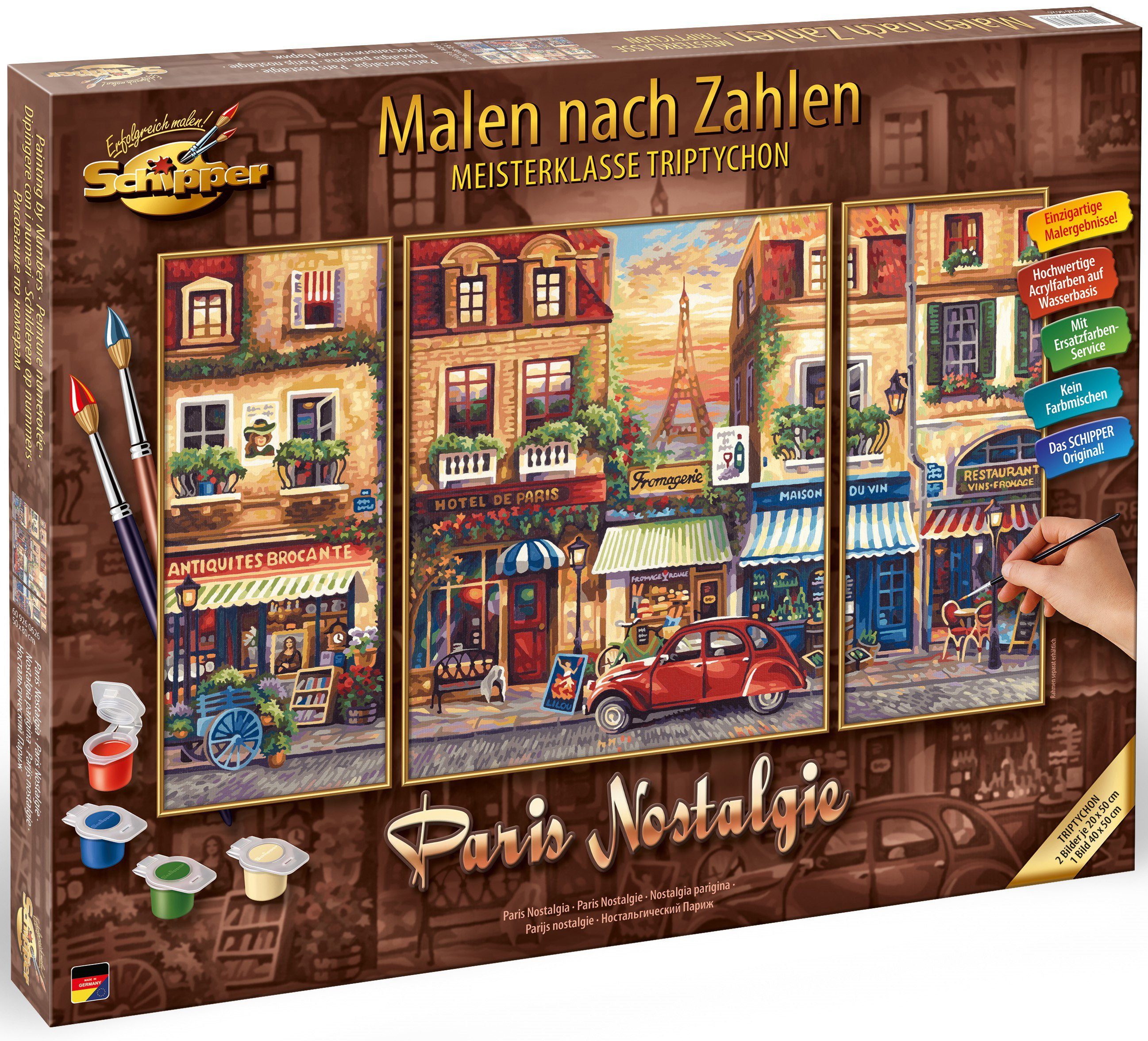 Schipper Malen nach Zahlen Meisterklasse Triptychon - Paris Nostalgie, Made in Germany – Bild 5 von 5