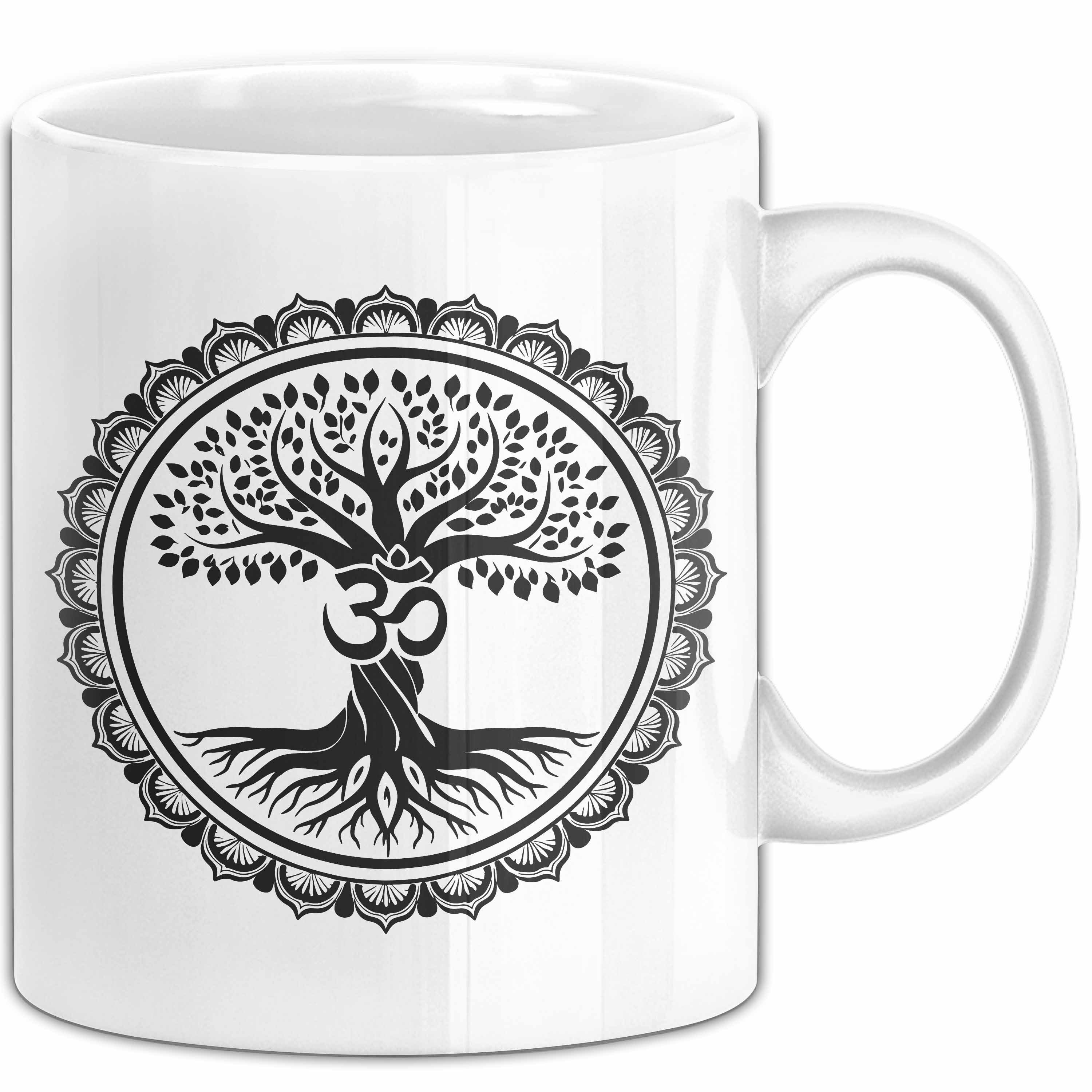 Trendation Tasse Yoga Lebensbaum-Yoga Om Keltisch Spirituelle Tasse, Keramik