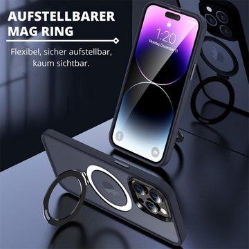 CoolGadget Handyhülle Hybrid Luxury Handy Case für iPhone 14 Pro 6,1 Zoll, Hülle Massiv Metallring aufklappbar Schutzhülle für Magsafe Zubehör