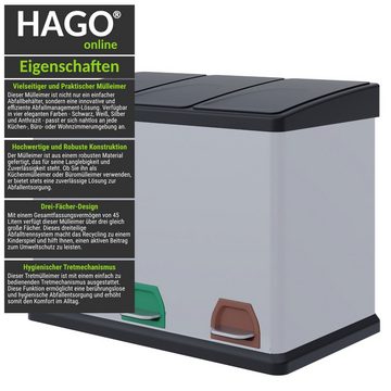 HAGO Mülltrennsystem Designer Abfalleimer Trennsystem Mülleimer Mülltrenner Recycling Metal