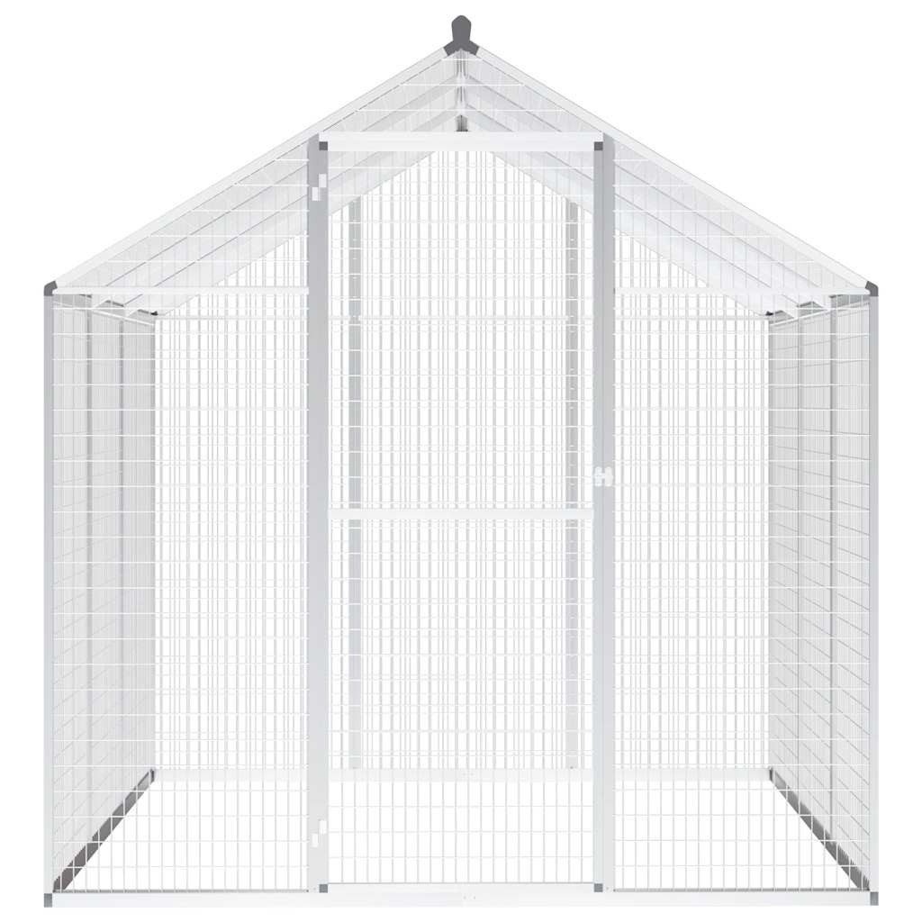 furnicato Voliere Vogelvoliere Aluminium 183x178x194 cm Grau mit Drehtür, Wartungsfreier Vogelkäfig mit großer Tür und 3,2 m² Grundfläche