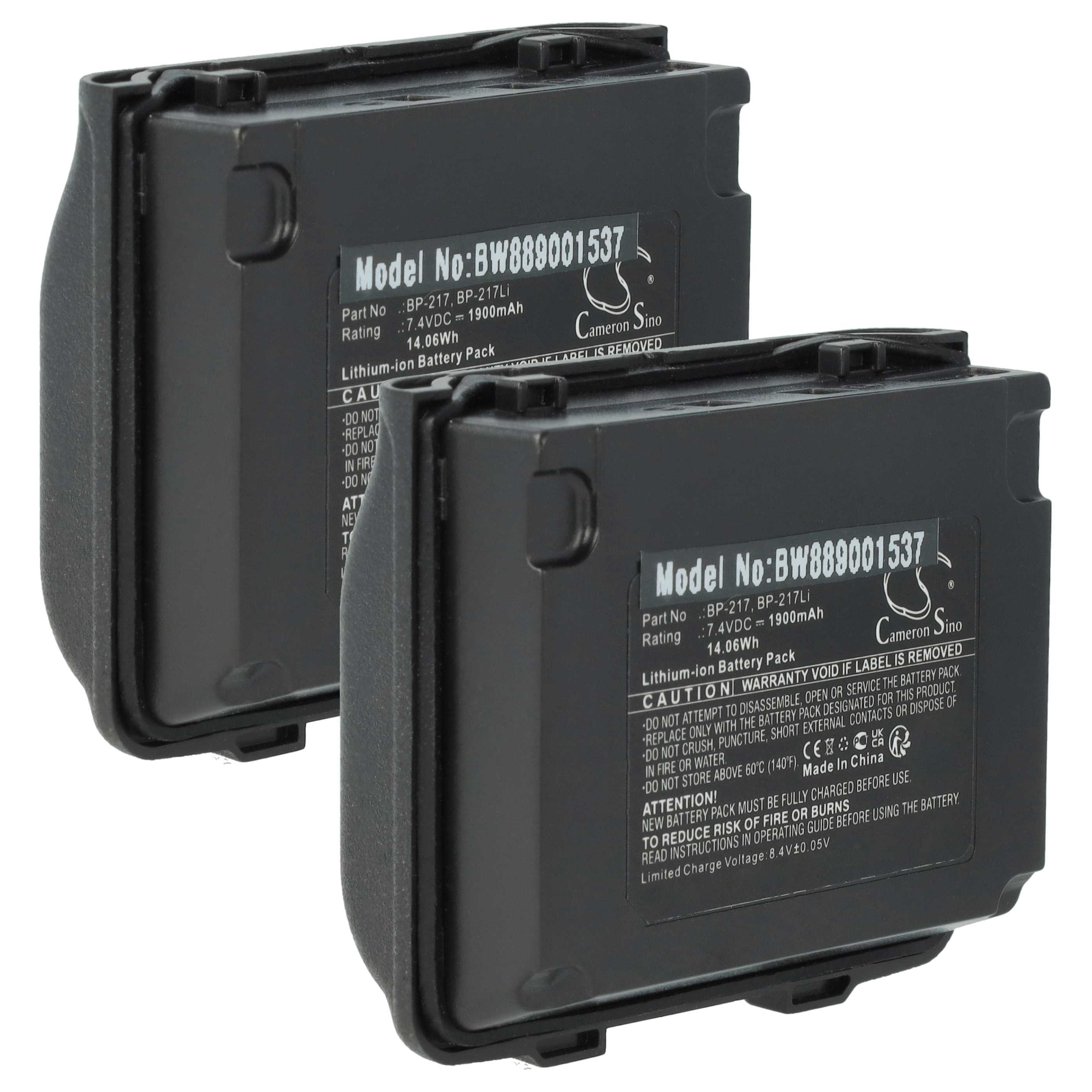 vhbw Akku passend für Icom IC-t90A, IC-T90E, ID-91, IC-T91 Funkgerät (1900 Akku Akku Li-Ion 1900 mAh (14,06 V, 2 St), Leistungsfähige Austausch-Akkus für Ihr Funkgerät, Walkie-Talkie