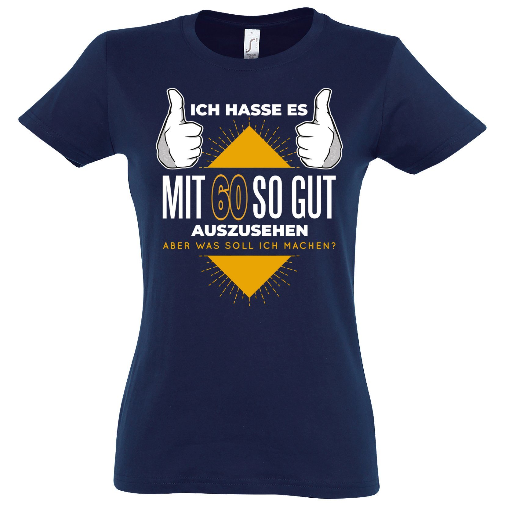 Youth Designz Frontprint 60 T-Shirt Und mit lustigem Gutaussehend Navyblau Shirt Damen