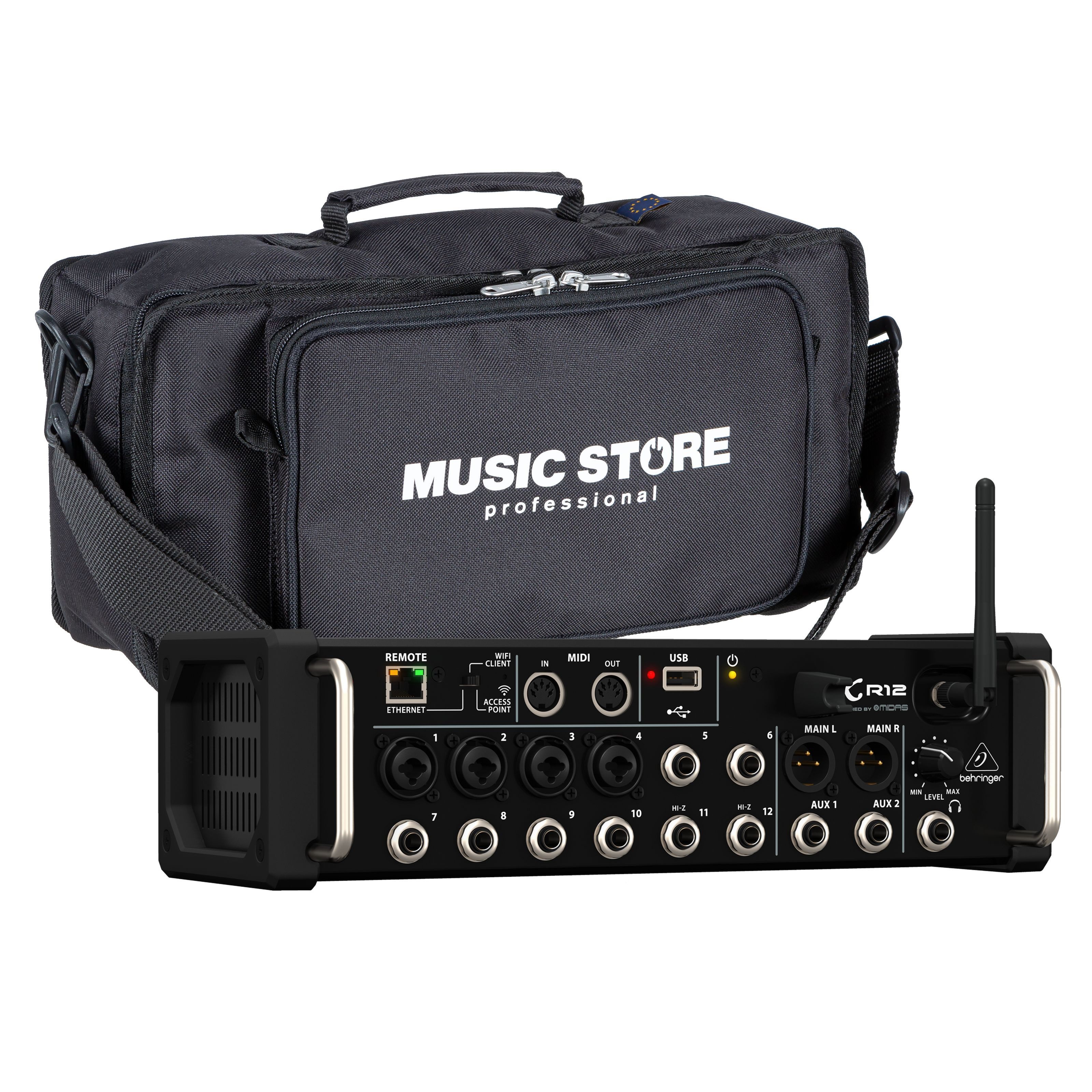Behringer Mischpult, (PA Mischpulte, Tablet Mixer), XR 12 + custom-fit Bag - Tablet Mixer-Set