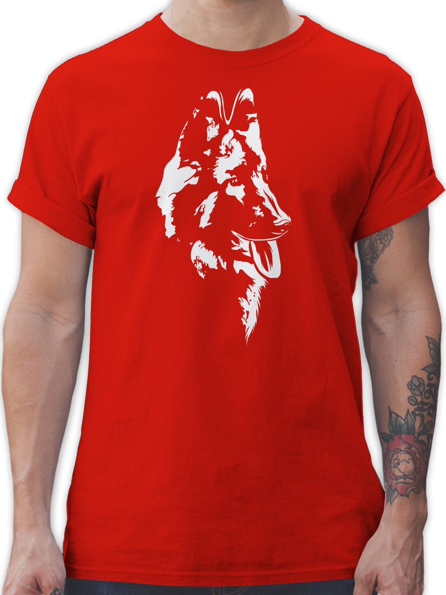 Schäferhund für Rot T-Shirt Geschenk Hundebesitzer Shirtracer Weiß 03