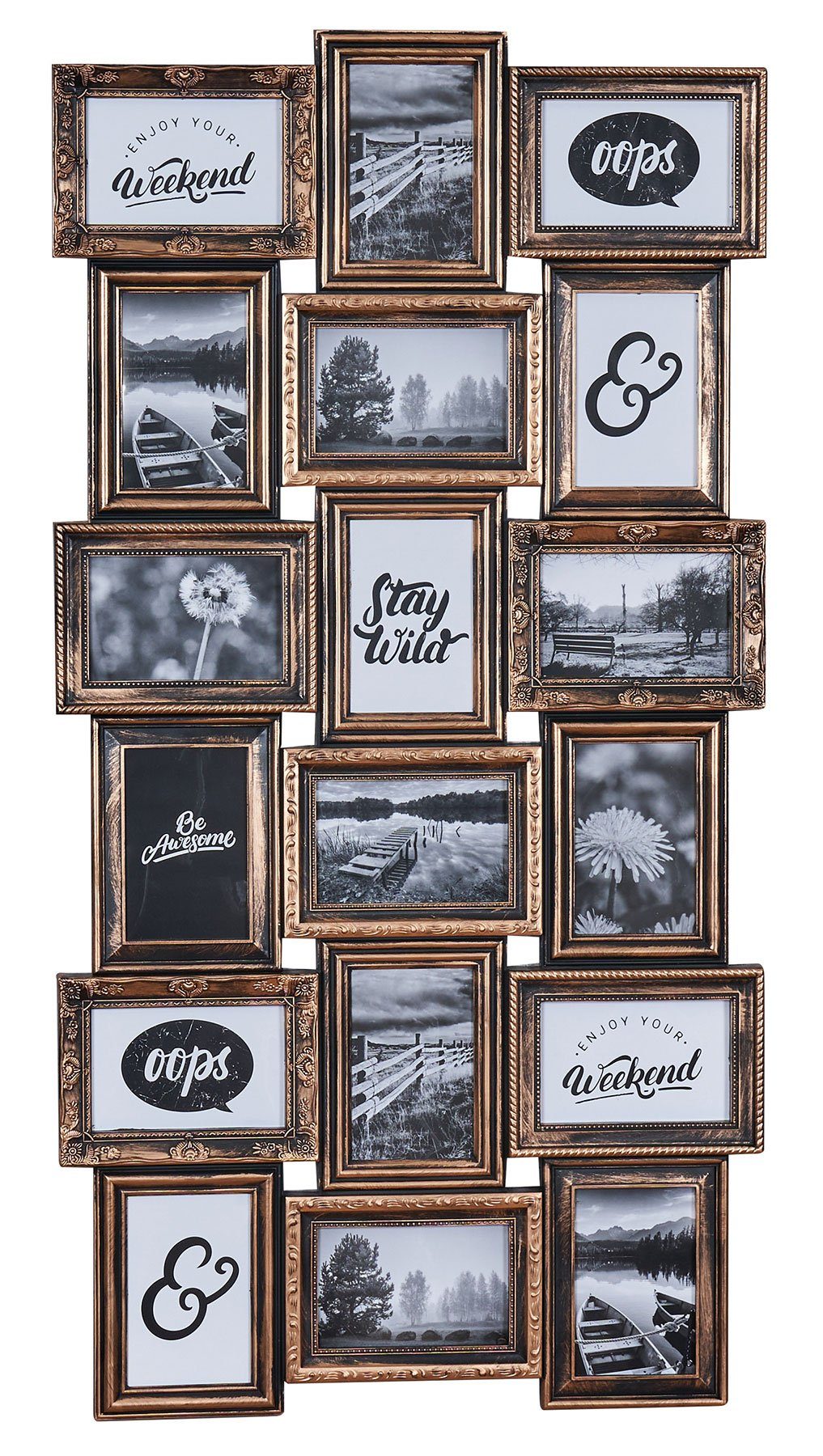 Levandeo® Bilderrahmen Collage, Bilderrahmen Schwarz Kupfer 18 Fotos 10x15c günstig online kaufen