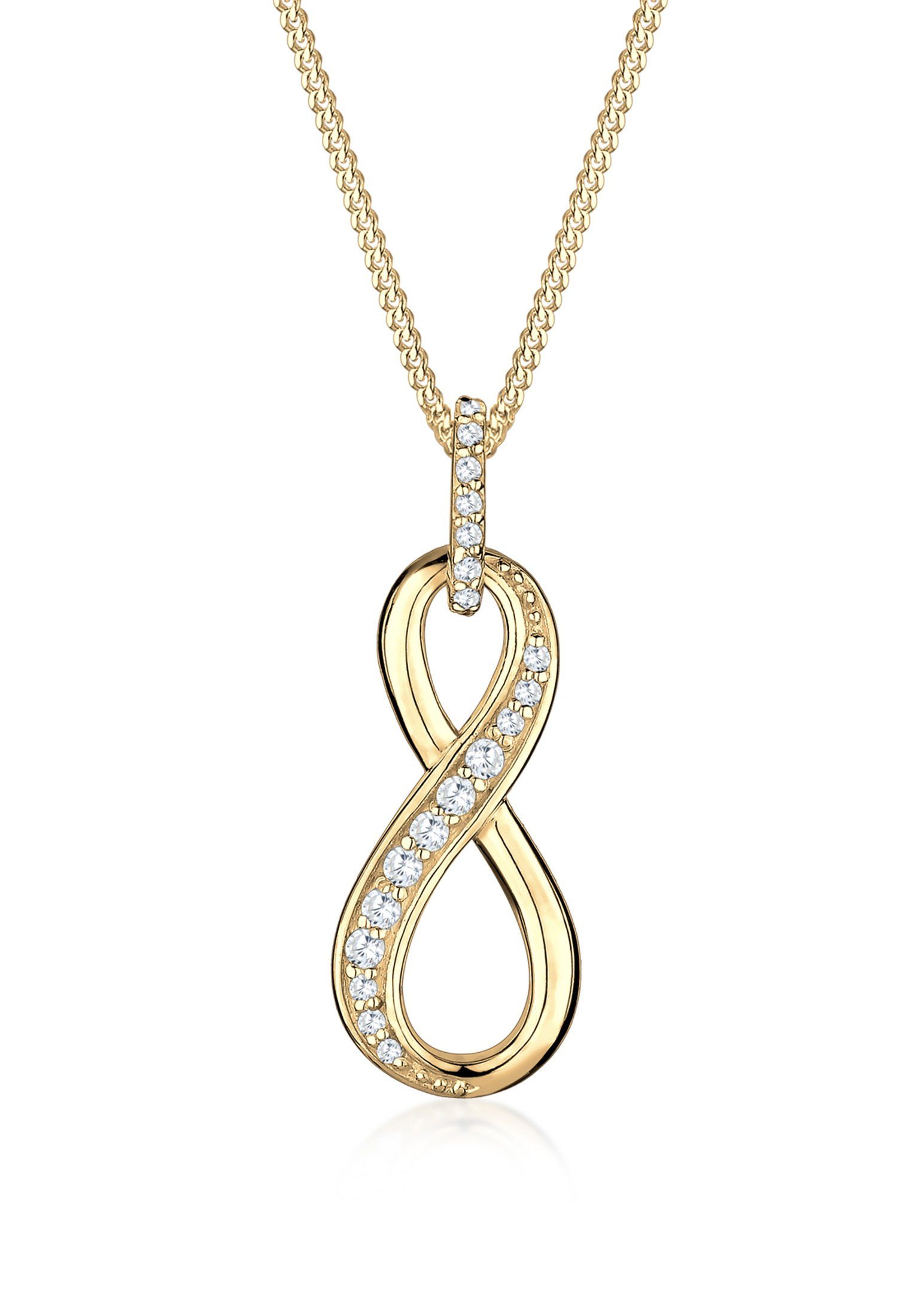 Elli Kette mit Anhänger Infinity Love Symbol Zirkonia 925 Silber, Infinity Gold