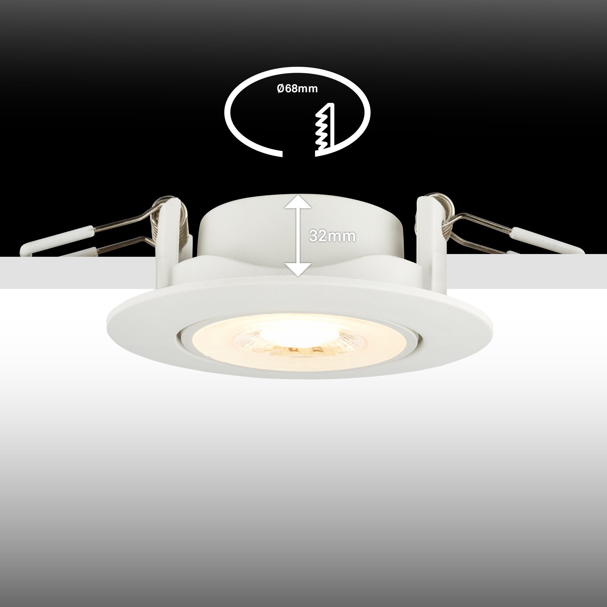Briloner Leuchten LED Einbaustrahler 2er Set Schwenkbar Warmweiß Flaches Design, LED fest integriert
