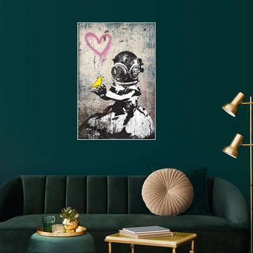 Posterlounge Poster Pineapple Licensing, Banksy - Yellow Bird Love, Modern Illustration