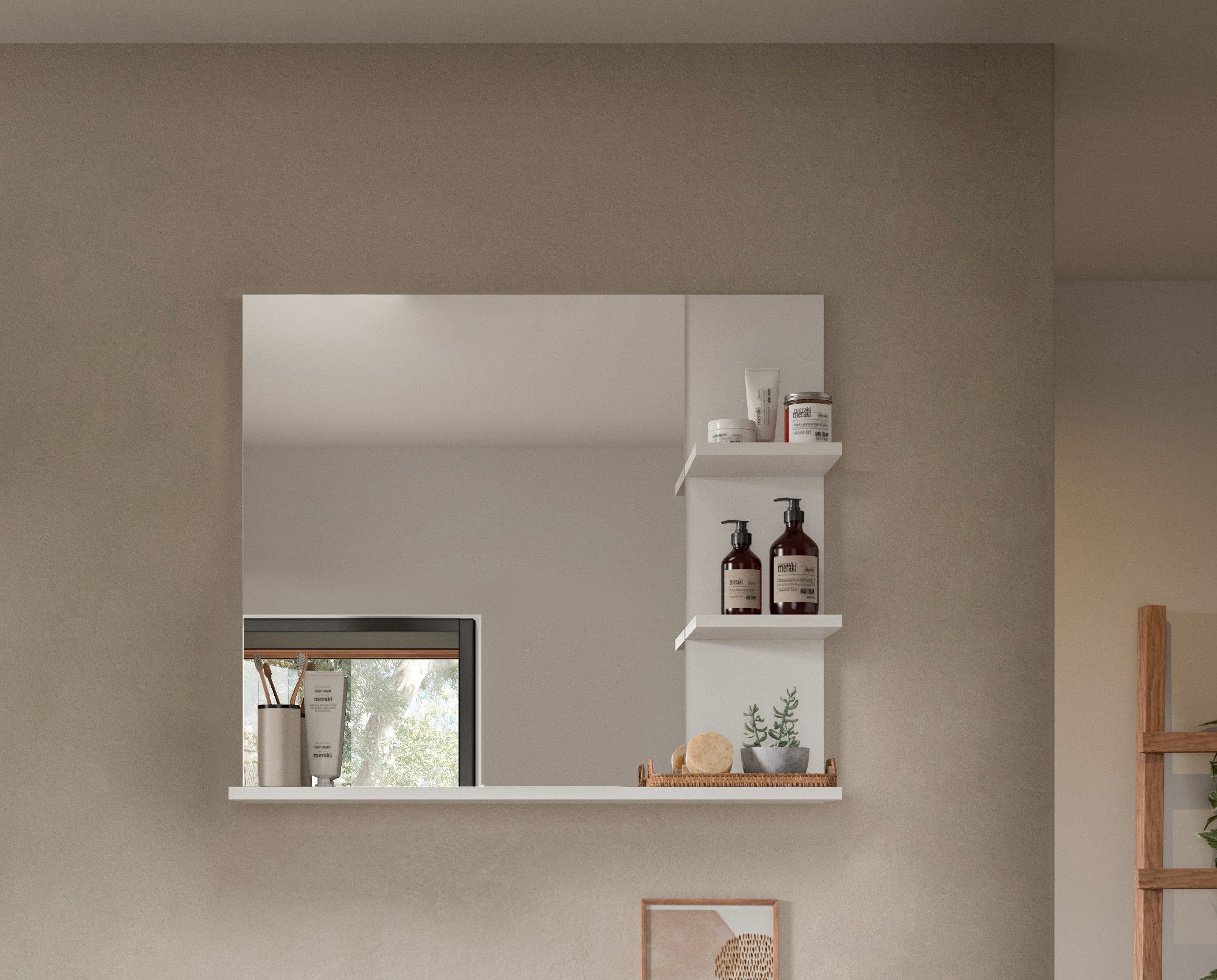 Home affaire Spiegel "Landsby, Breite 80 cm, 3 Ablageböden, hochwertiges Sp günstig online kaufen