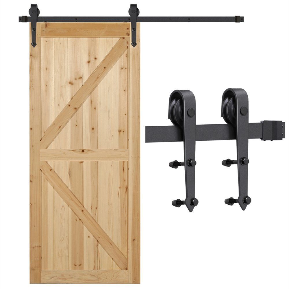 Yaheetech Schiebetür Schiebetürsystem 183/200/244 cm, Schiebetürbeschlag Set Laufschienen für Schiebetür
