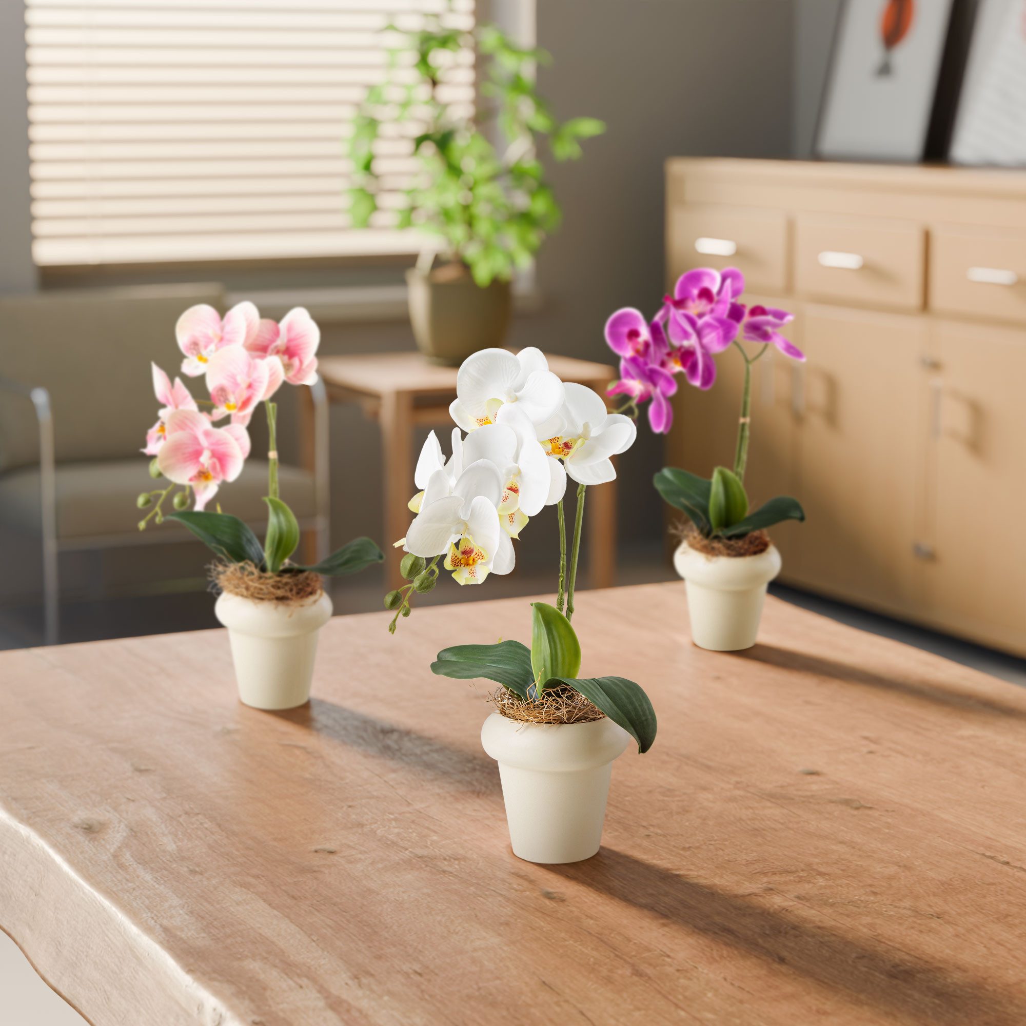 Kunstblume Kunstblumen im Topf, Künstliche Blumen wie echt, Deko Blumen Geranie, Kamelie, Orchidee, Azalee, Veilchen, PASCH, Hochwertiger Keramiktopf