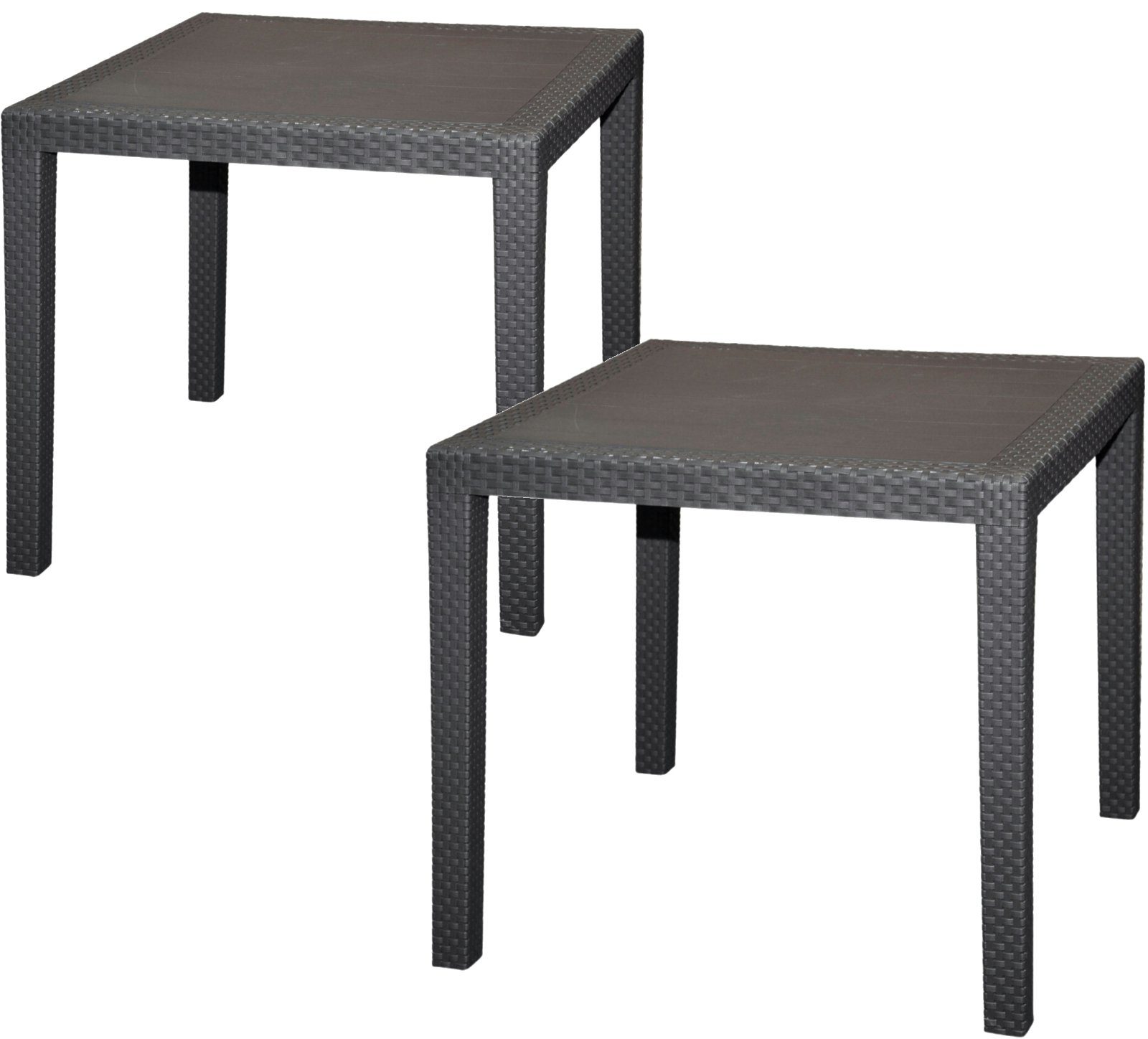 Gartentisch Balkontisch Terrassentisch Rattanoptik Bistrotisch 80x80cm Anthrazit