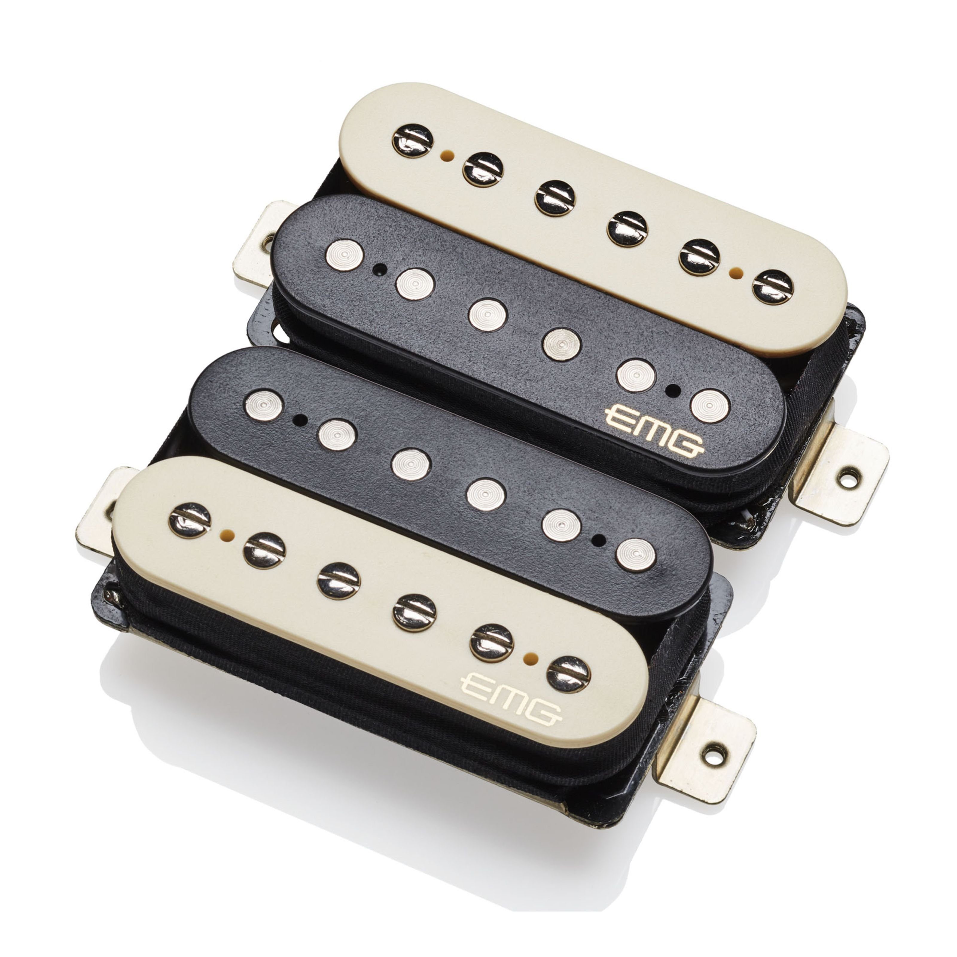 EMG Tonabnehmer, (Fat 55 Set Zebra, E-Gitarre Tonabnehmer, Aktive Pickups), Fat 55 Set Zebra - Aktive Tonabnehmer für Gitarren