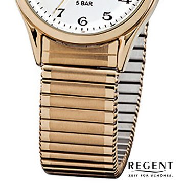 Regent Quarzuhr Regent Damen Herren-Armbanduhr gold Analog, (Analoguhr), Damen, Herren Armbanduhr rund, klein (ca. 29mm) Edelstahl, goldarmband
