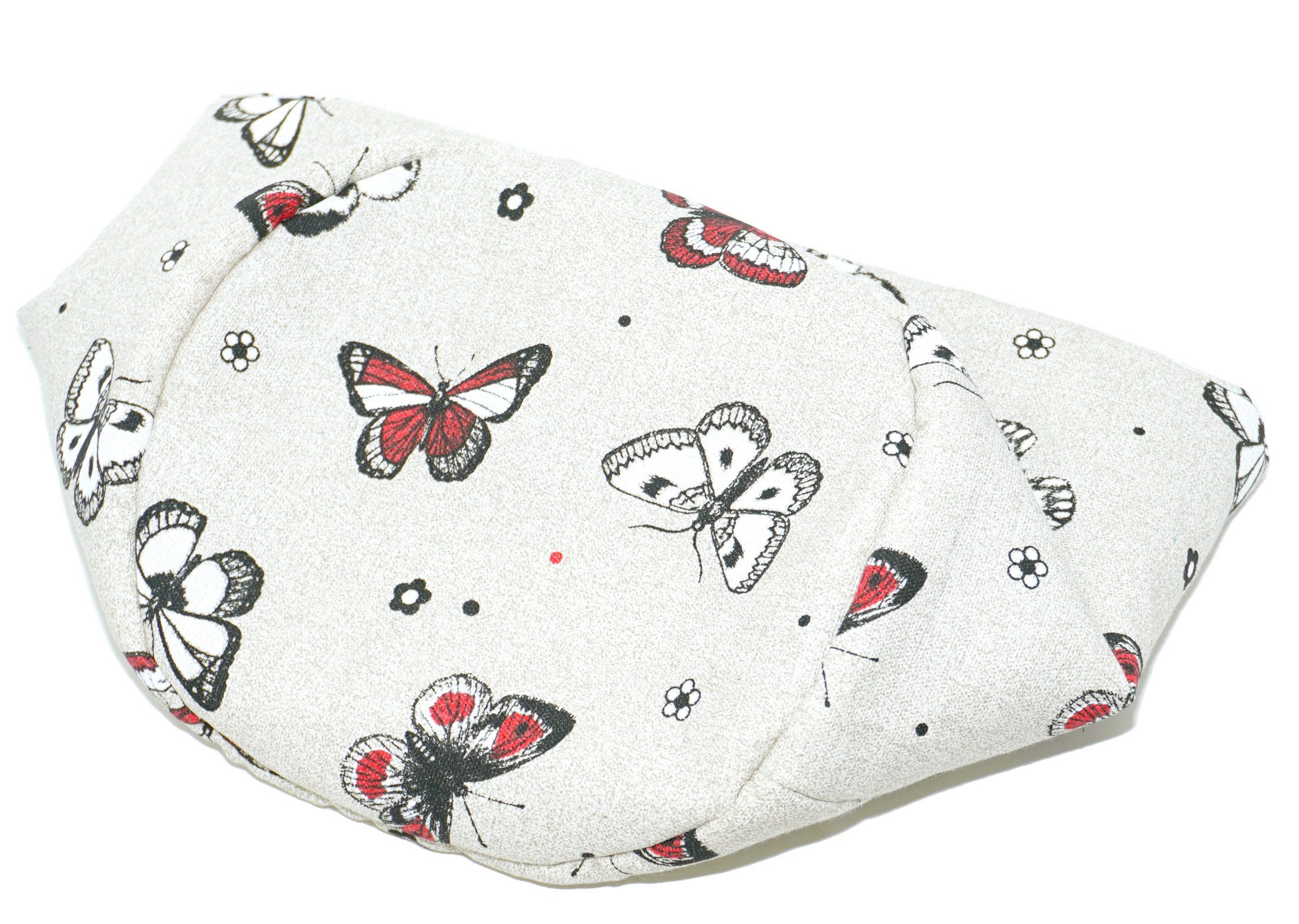 Lashuma Brotkorb Schmetterling, 100% Baumwolle, Brottasche Rund, Krempelkorb 13 x 22 cm