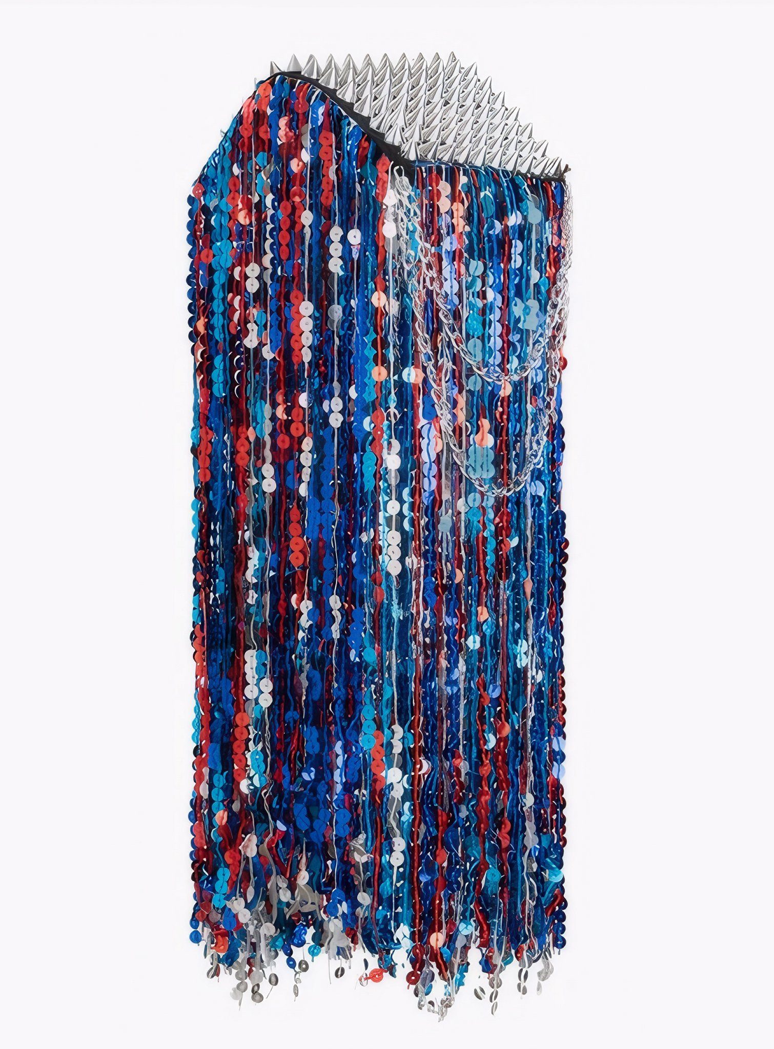 Smiffys Kostüm Festival Epauletten rot-blau-silber, Schulterschmuck mit Nieten und Lametta