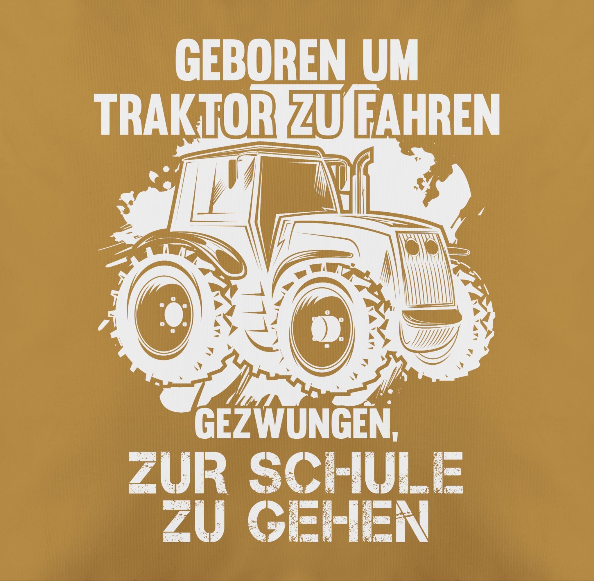 3 zu um fahren, Dekokissen Shirtracer Geboren Traktor Gelb Traktor