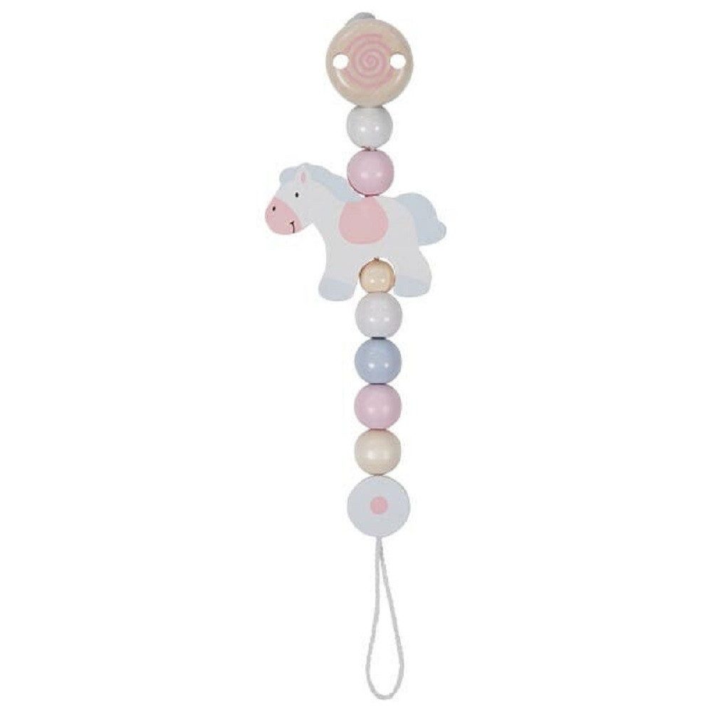 Schnullerbefestigung Schnullerkette Pferd rosa aus Holz 65235