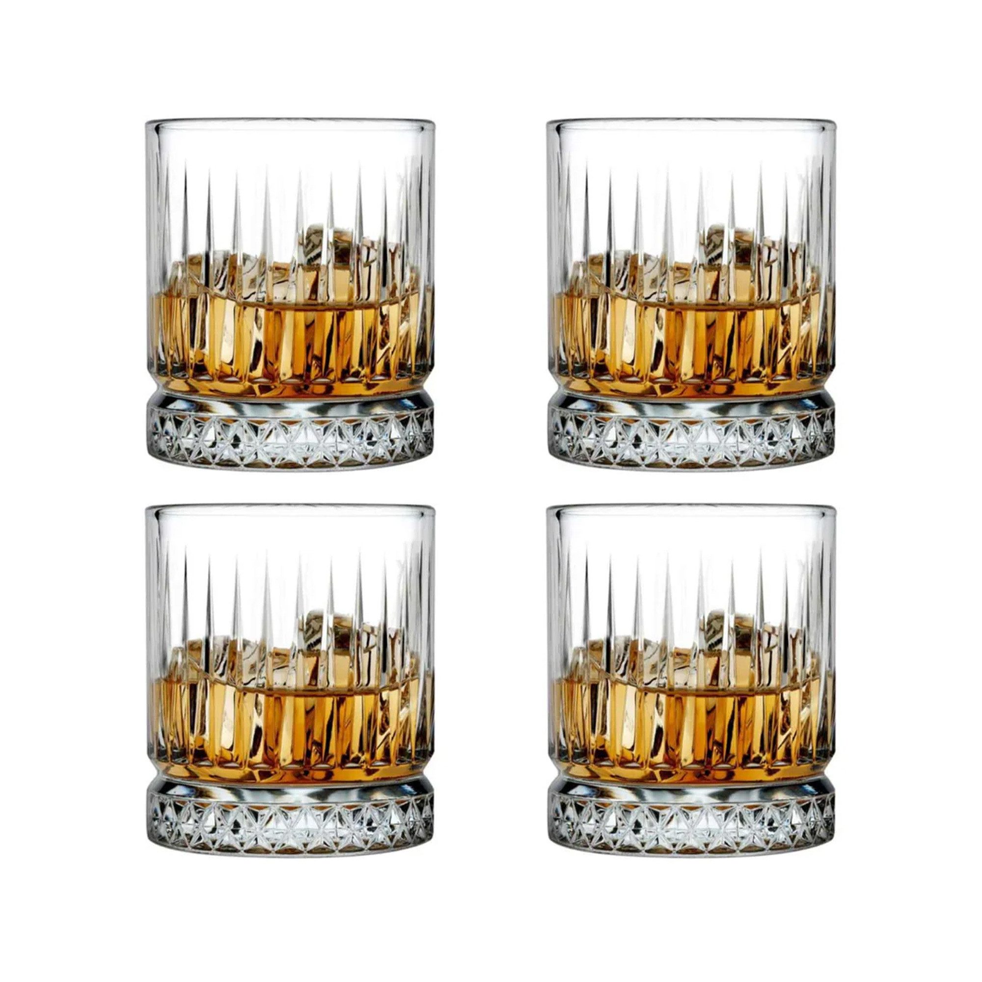 Pasabahce Gläser-Set Elysia Whiskeyglas, 4-tlg., Glas, perfekt für Whisky, Bourbon & mehr, 4er Set, 355ml