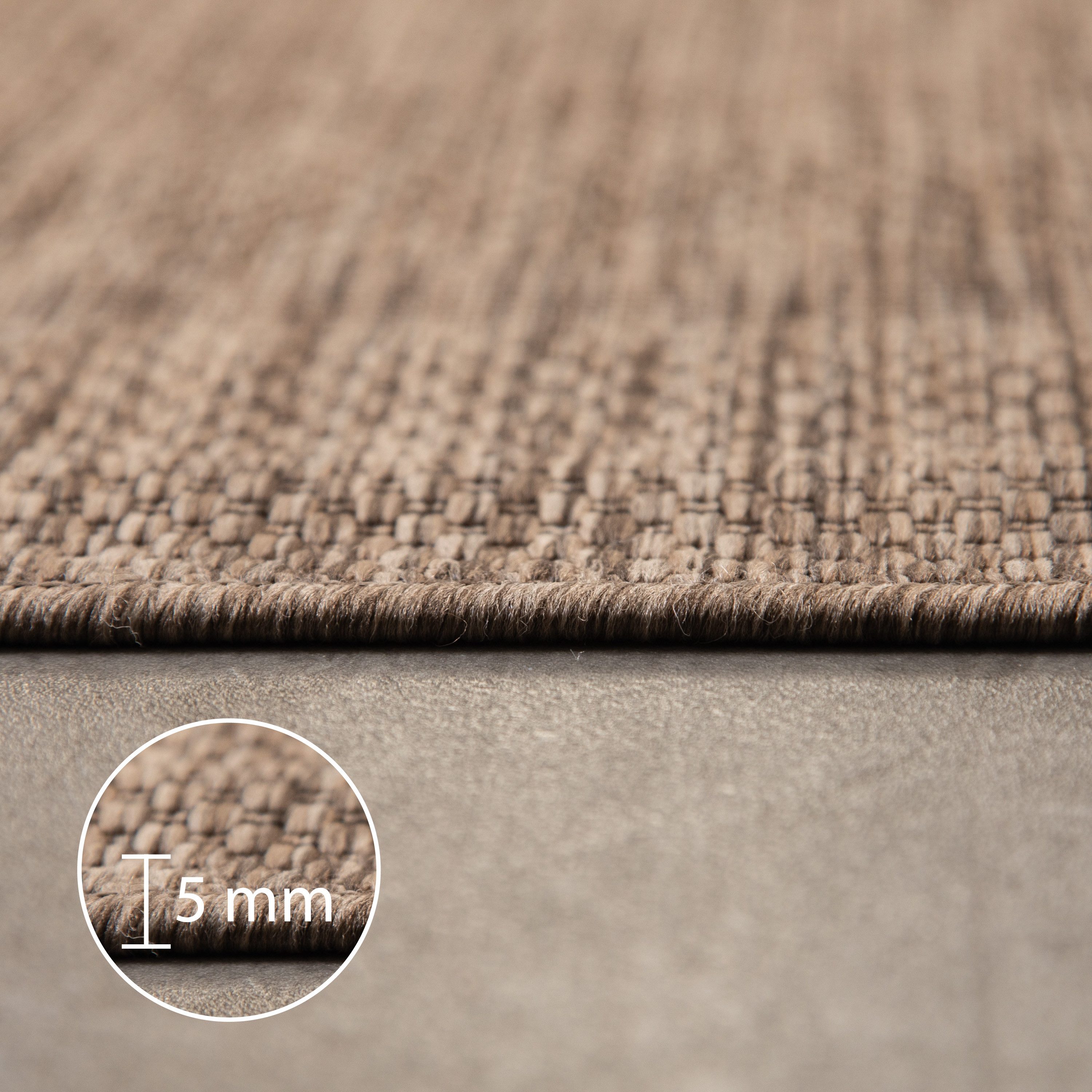 Carpettex Outdoorteppich Unicolor - Einfarbig, Rund, Höhe: 5 mm, Teppich Wetterfest Balkon Küchenteppich Flachgewebe Sisaloptik