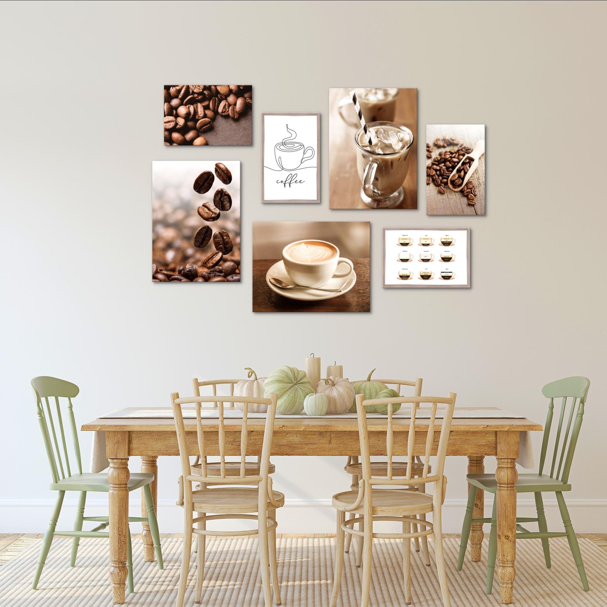 Novart Wandbild Wandbilder Küche Kaffee - AUFHÄNGFERTIG - Küchenbilder Obst 100x70 cm, Braun