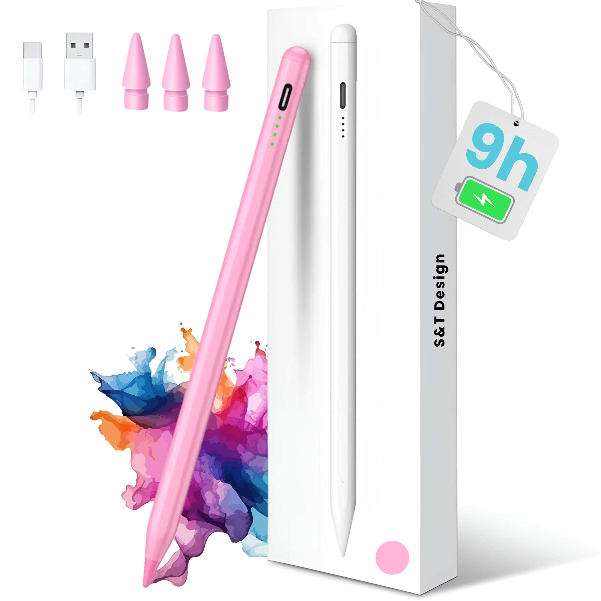 S&T Design Eingabestift Stift für iPad USB-C (2018-2024) Schnellladen für Apple iPads (2018-2024) Планшетыtift Stylus Pencil 2. Generation Pen USB-C