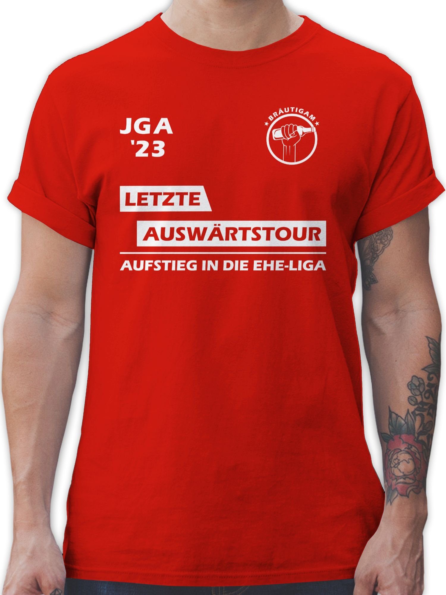 Shirtracer T-Shirt Letzte Auswärtstour - JGA 2023 I Team Bräutigam JGA Männer 02 Rot