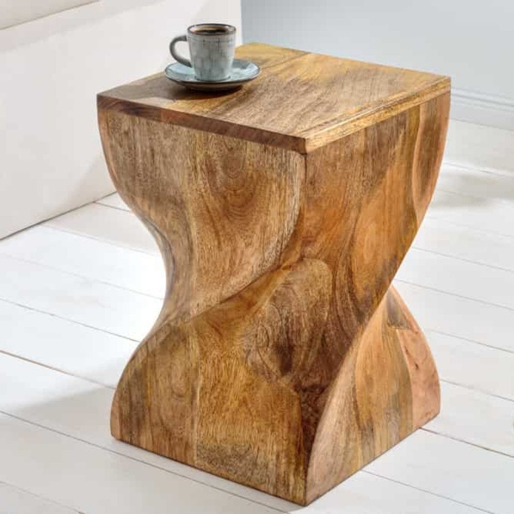 LebensWohnArt Beistelltisch Beistelltisch BELFAST 45cm Mangoholz Hocker nat günstig online kaufen