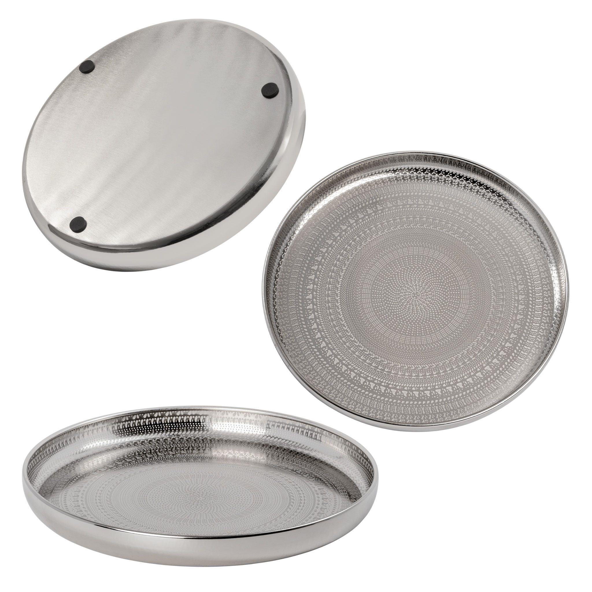 Spetebo Kerzentablett aus Metall im Orient Design (Anzahl, 1 St., Stück), Mit 3 Antiutsch-Pads