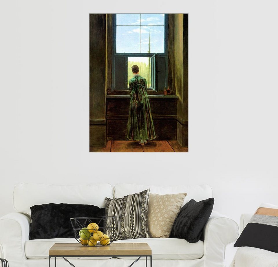 Posterlounge Wandbild, PremiumPoster Frau am Fenster