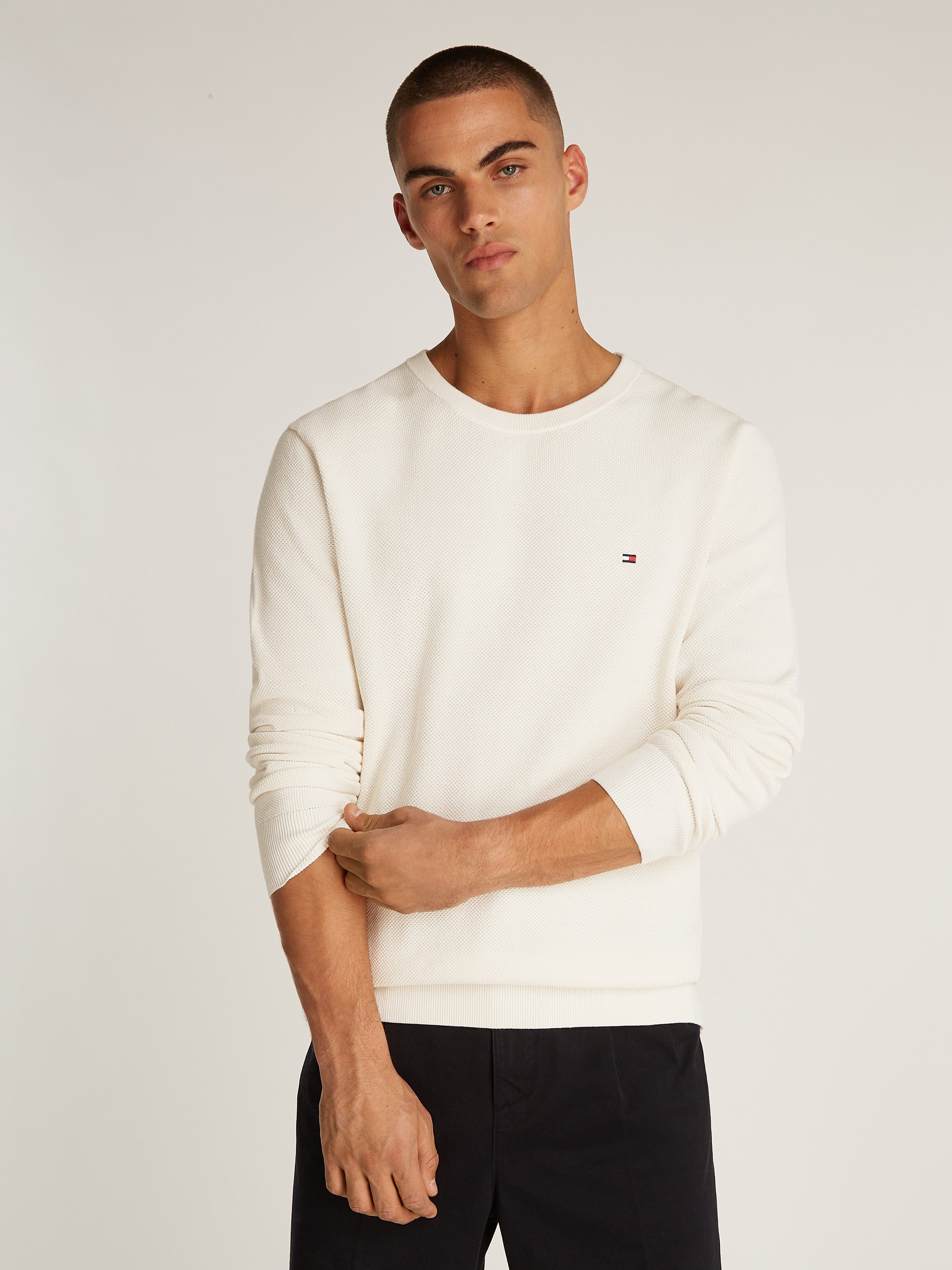 Tommy Hilfiger Rundhalspullover ESSENTIAL STRUCTURE CREW NECK mit Struktur günstig online kaufen