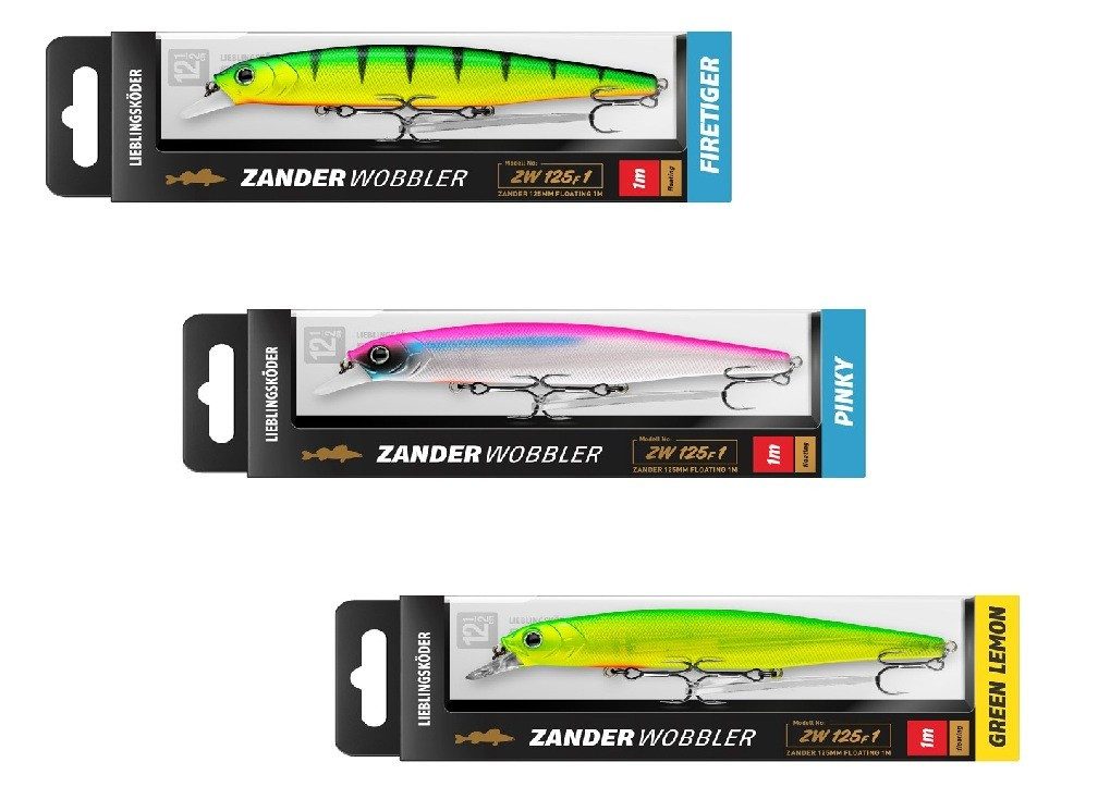 Lieblingsköder Kunstköder LIEBLINGSKÖDER - Zanderwobbler-Set Trüb 1 - 3er Set, (3 er Set, 3-St. Zanderwobbler-Set trüb), Brilliante Farben - Weitwurfsystem