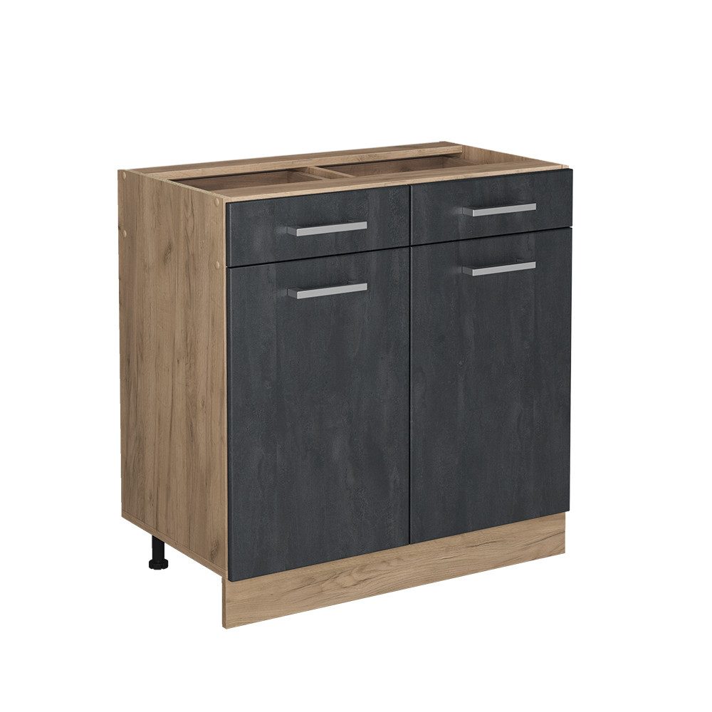 Vicco Unterschrank R-Line, Schwarz Beton/Goldkraft Eiche, günstig online kaufen