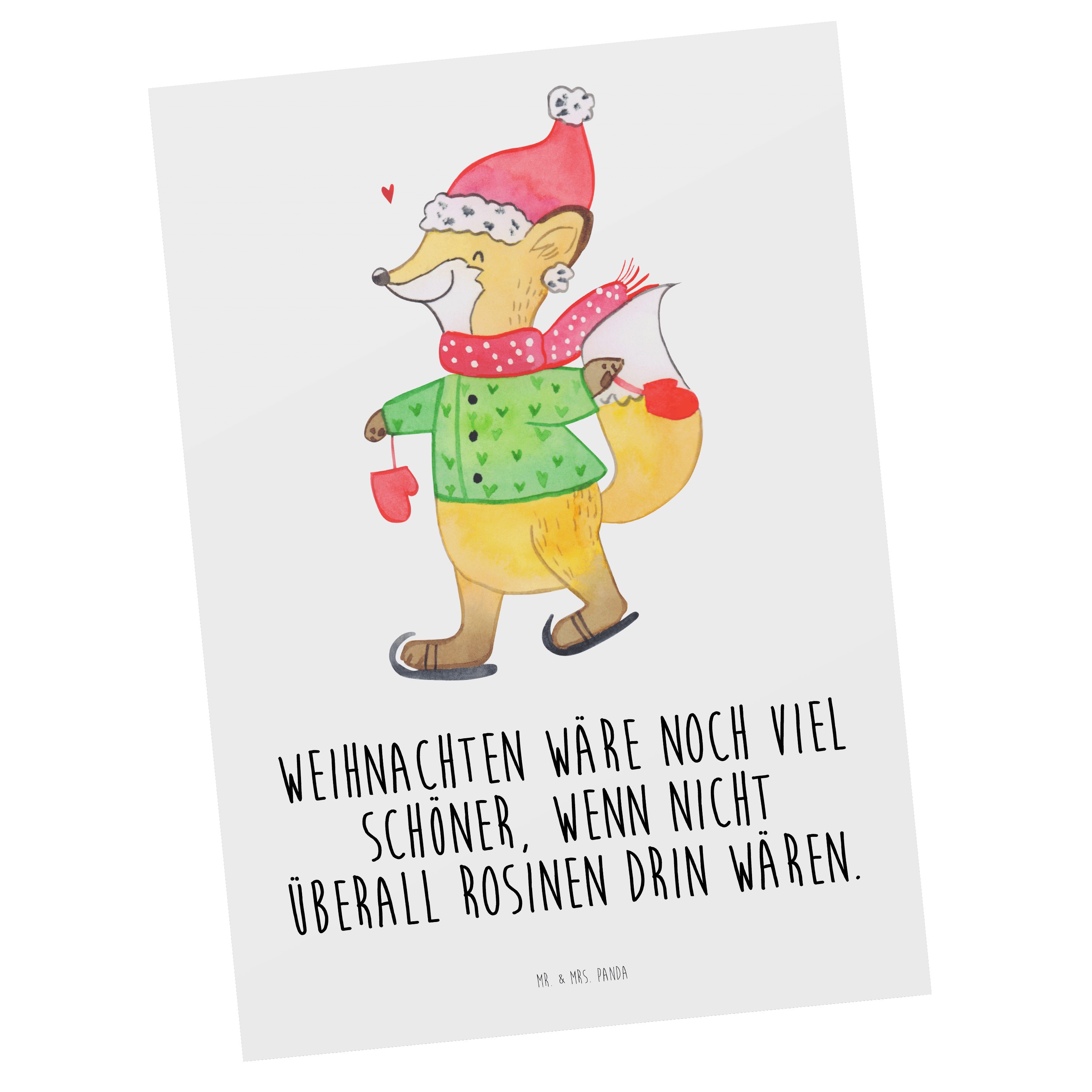 Geschenk, Grußkarte, & - Karte - Mrs. Schlittschuhe Mr. Dankeskarte, Fuchs Panda Weiß Postkarte