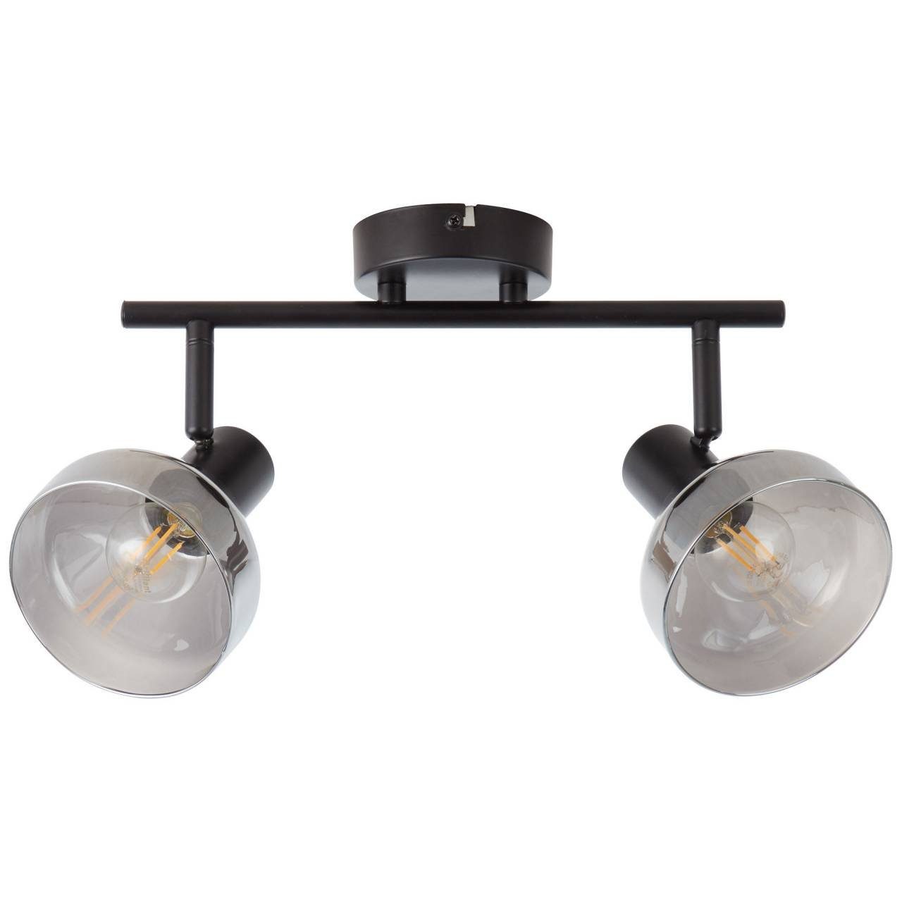 Deckenleuchte Brilliant D45, Reflekt Spotrohr 2x Reflekt, 18W 2flg E14, Lampe schwarzmatt/rauchglas