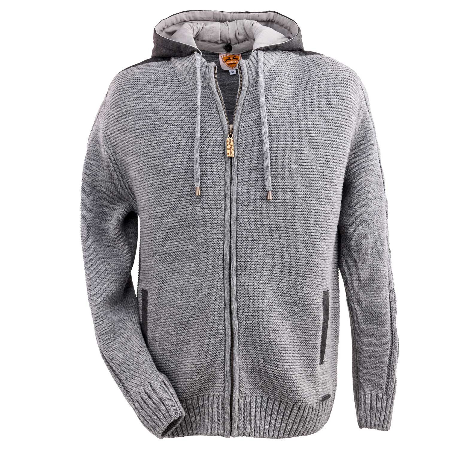 Maddox Trachtenstrickjacke MADDOX Herren 'Bruneck' mit Kapuze, Grau günstig online kaufen