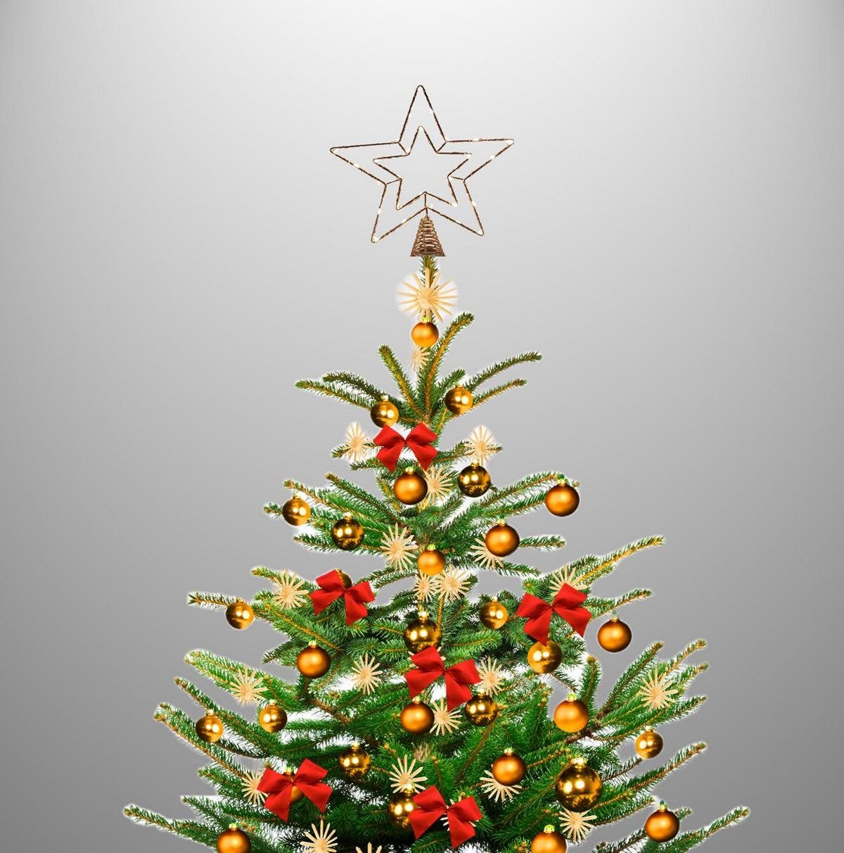 Stern 25cm, Christbaumkrone x LED 30cm warmweiße LED´s beleuchtet HMH Christbaumspitze Weihnachtsbaumspitze (1-tlg), 30