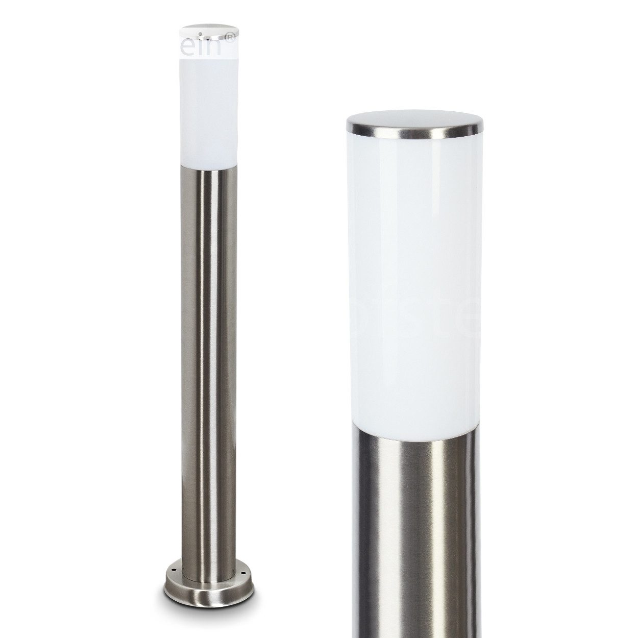 hofstein Pollerleuchte »Zogno« Sockelleuchte aus Metall/Kunststoff in Nickel-matt/Weiß, ohne Leuchtmittel, Wegeleuchte 80cm, Gartenlampe m. E27, Gartenbeleuchtung IP44