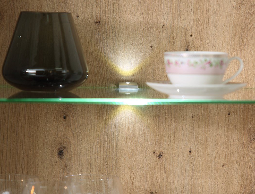 LED-Minispot 6-St), mit Softclose Talena Artisan und Wohnzimmer-Set expendio (Spar-Set, Hochglanz Eiche weiß / 20,