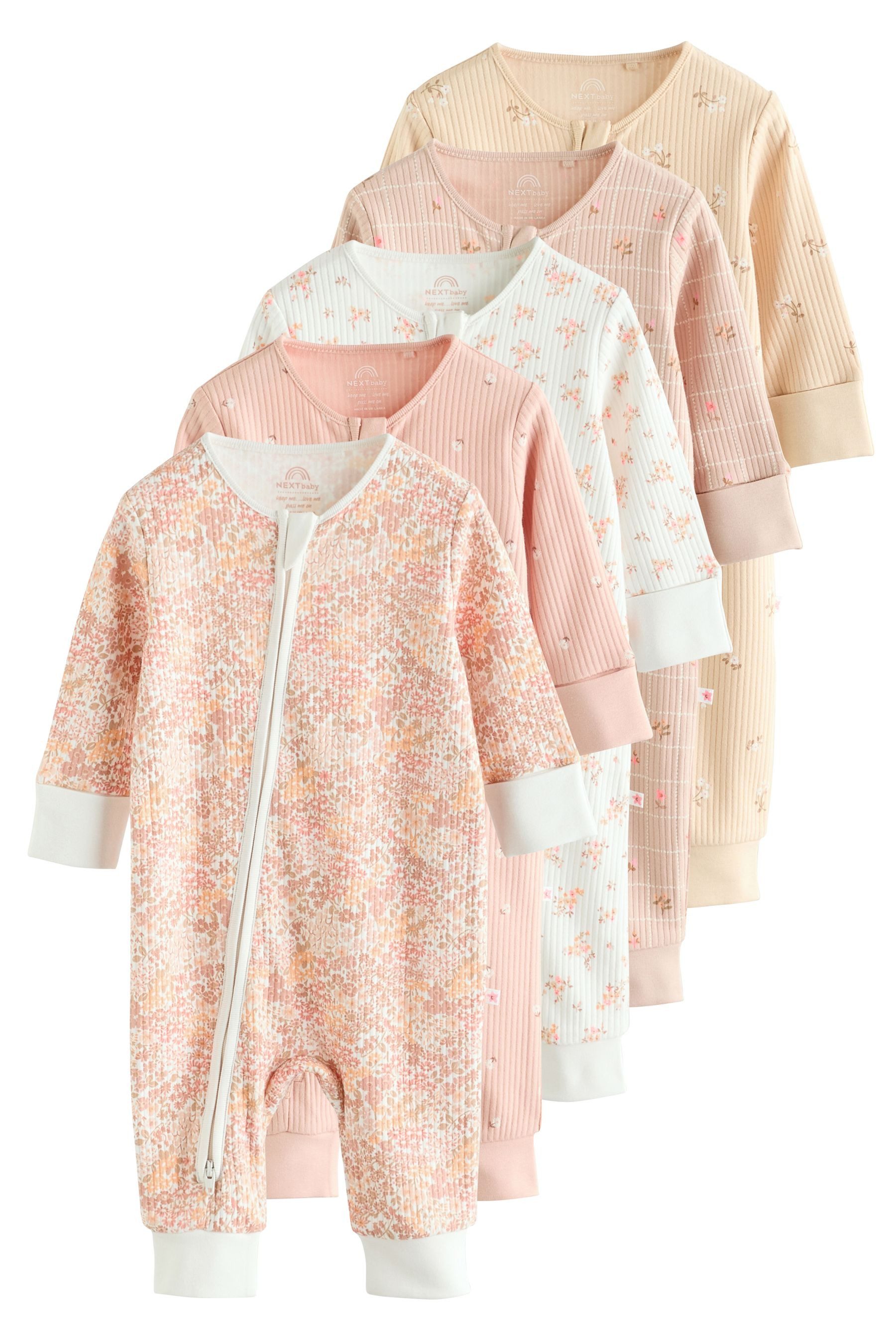 Next Schlafoverall 5er-Pack Baby Schlafanzüge mit Zwei-Wege-RV (5-tlg)