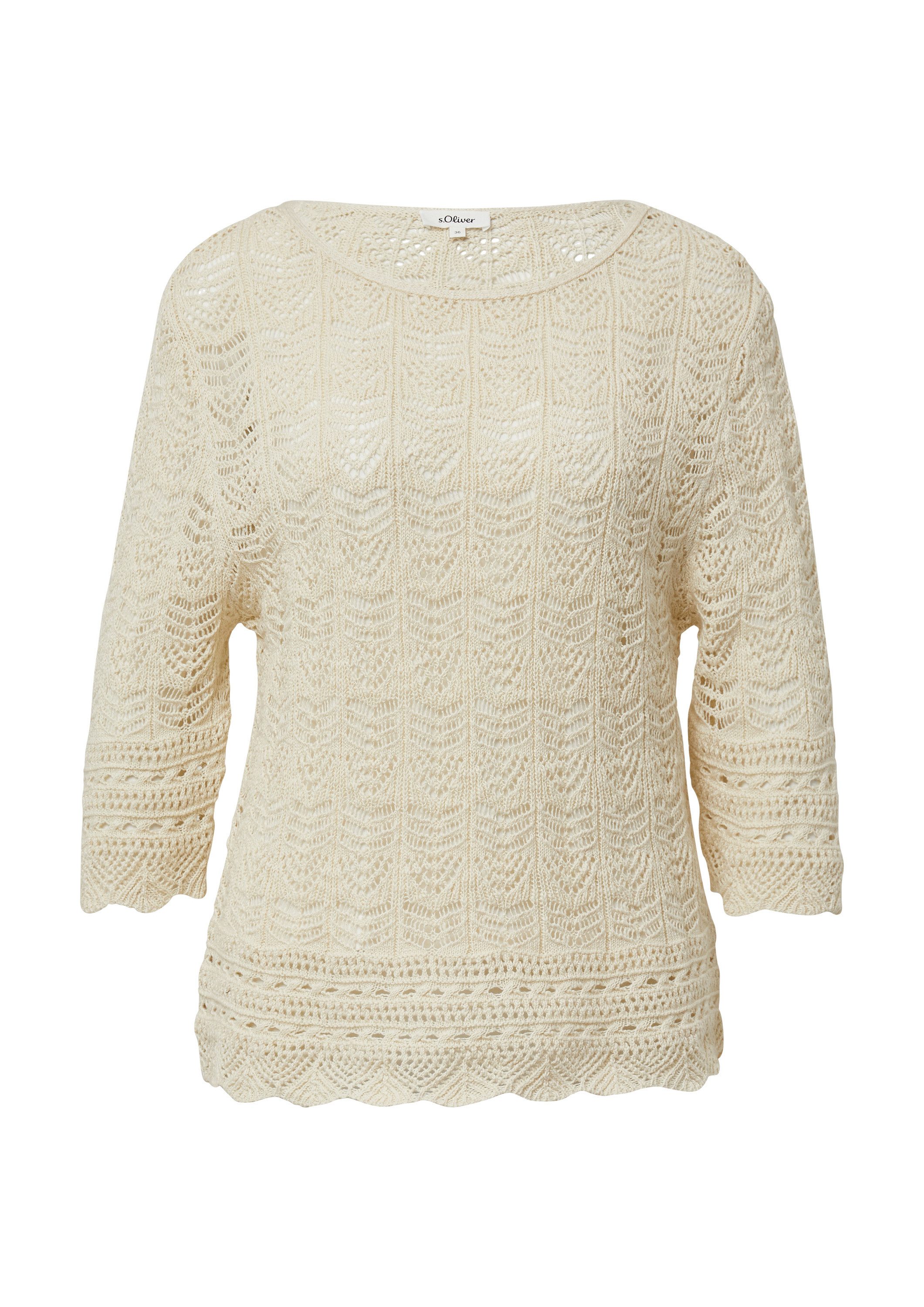 s.Oliver 3/4 Arm-Pullover Strickpullover Ajour-Strickpullover mit günstig online kaufen