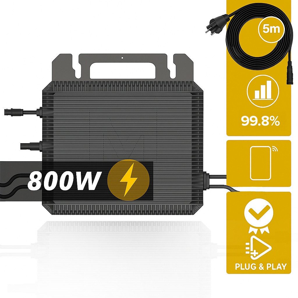 SUNNIVA Balcony Power Plant 1000W with 2.24 kWh Storage MARSTEK B2500-D, (BIFAZIAL FULLBLACK complete socket, PV solar system complete set with solar storage, 2x 500W N-Type glass-glass bifacial modules)